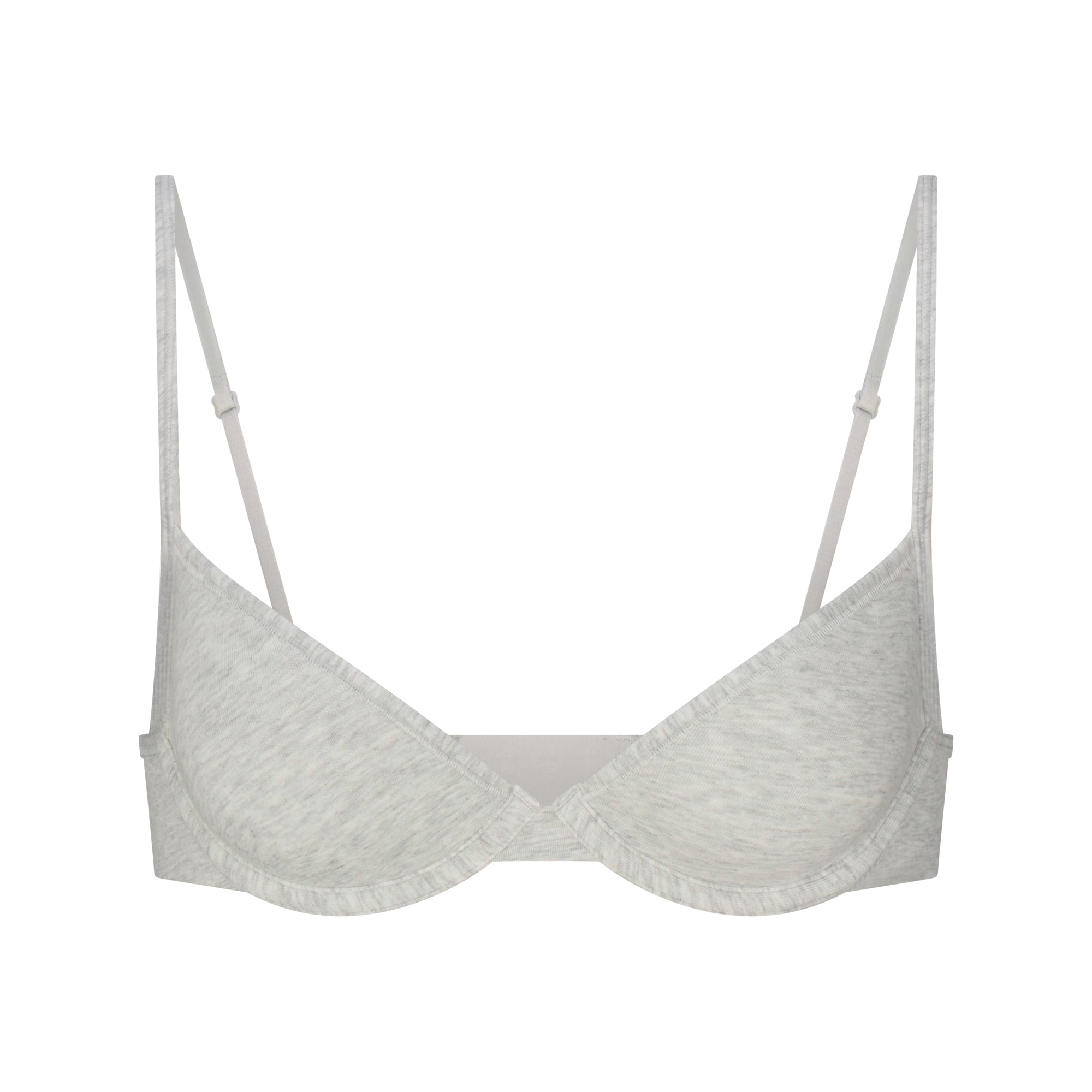 EVERYDAY COTTON UNLINED DEMI BRA | LIGHT HEATHER GREY FLAT ON A WHITE BACKGROUND | FLT