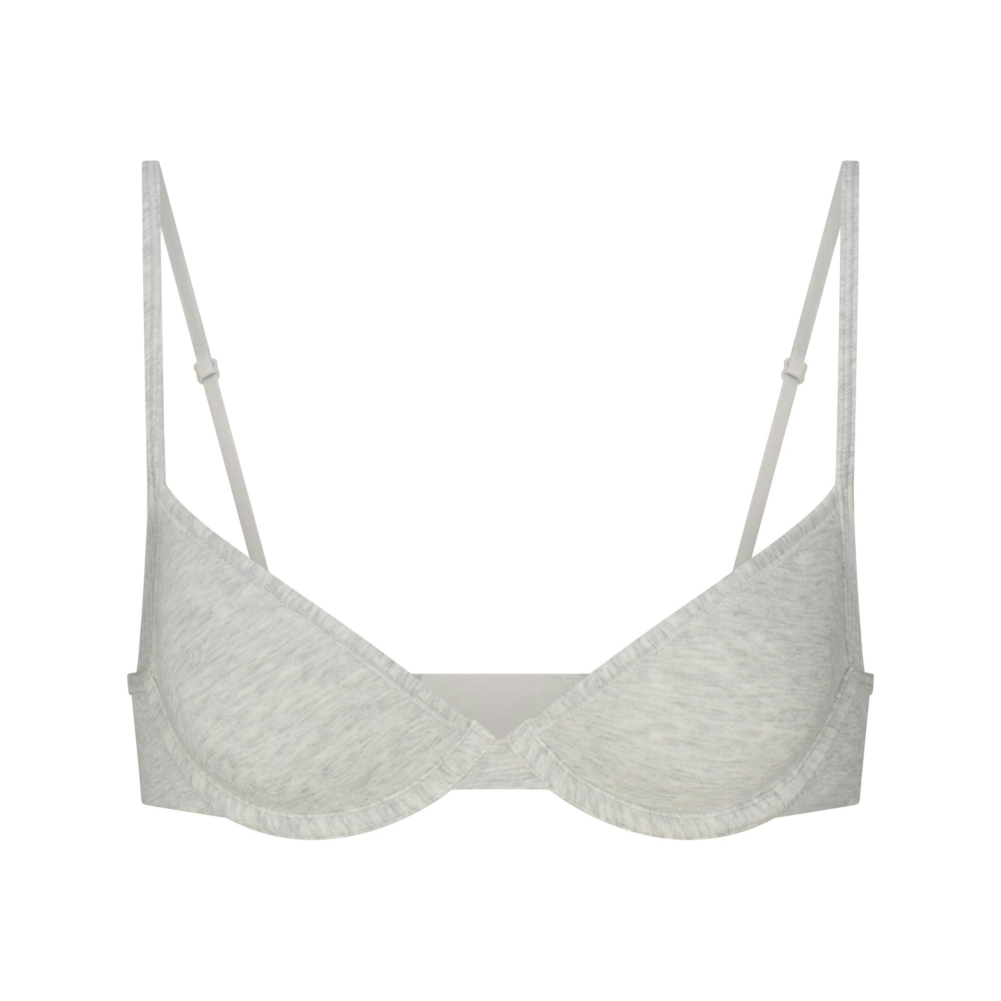 EVERYDAY COTTON UNLINED DEMI BRA | LIGHT HEATHER GREY FLAT ON A WHITE BACKGROUND | FLT