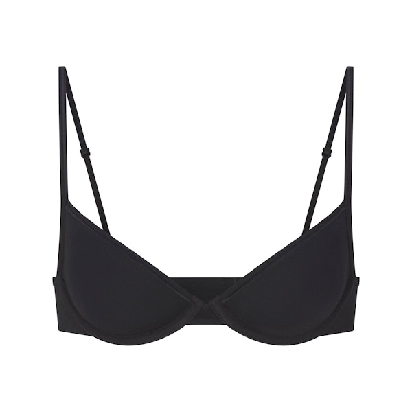 EVERYDAY COTTON UNLINED DEMI BRA | ONYX FLAT ON A WHITE BACKGROUND | FLT