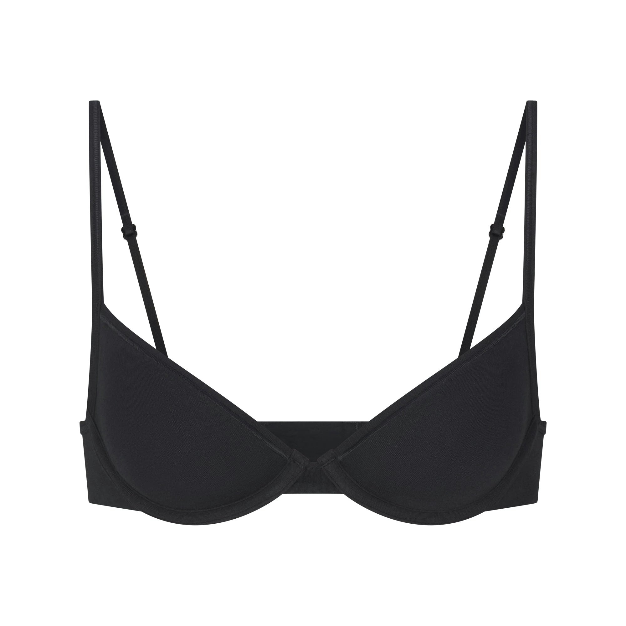 EVERYDAY COTTON UNLINED DEMI BRA | ONYX FLAT ON A WHITE BACKGROUND | FLT