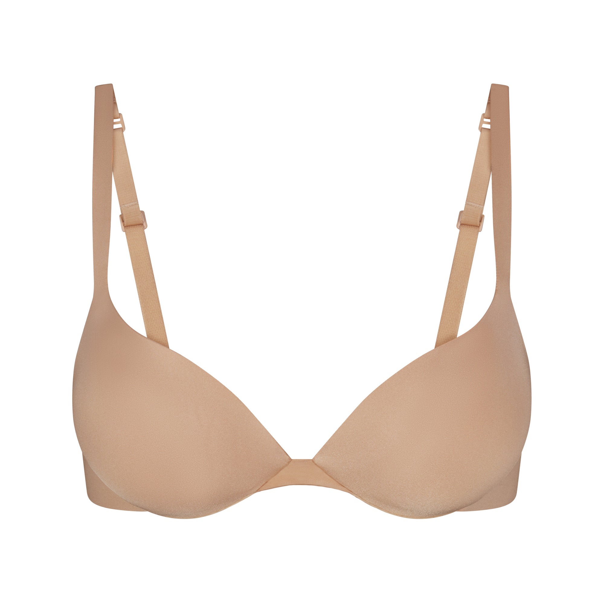 SKIMS ULTIMATE BRA TEARDROP PUSH-UP BRA | CLAY (PLUNGE BRAS) LAYS FLAT ON A WHITE BACKGROUND | FLT