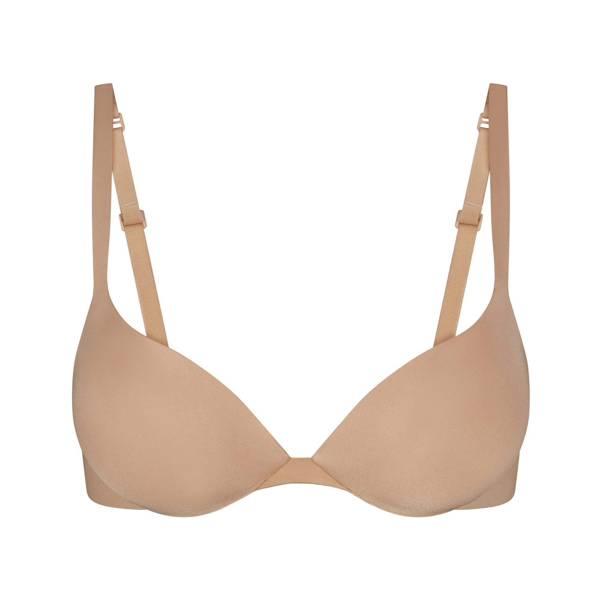 SKIMS ULTIMATE BRA TEARDROP PUSH-UP BRA | CLAY (PLUNGE BRAS) LAYS FLAT ON A WHITE BACKGROUND | FLT