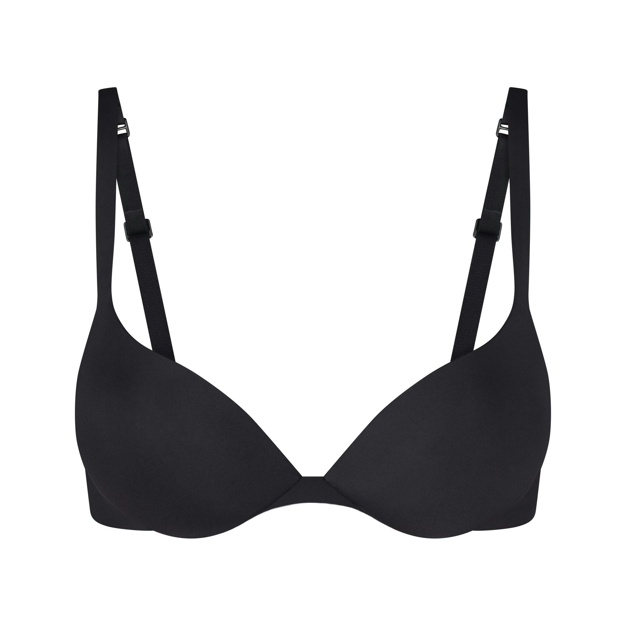 SKIMS ULTIMATE BRA TEARDROP PUSH-UP BRA | ONYX (PLUNGE BRAS) LAYS FLAT ON A WHITE BACKGROUND | FLT