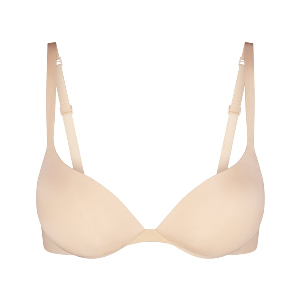 SKIMS ULTIMATE BRA TEARDROP PUSH-UP BRA | SAND (PLUNGE BRAS) LAYS FLAT ON A WHITE BACKGROUND | FLT