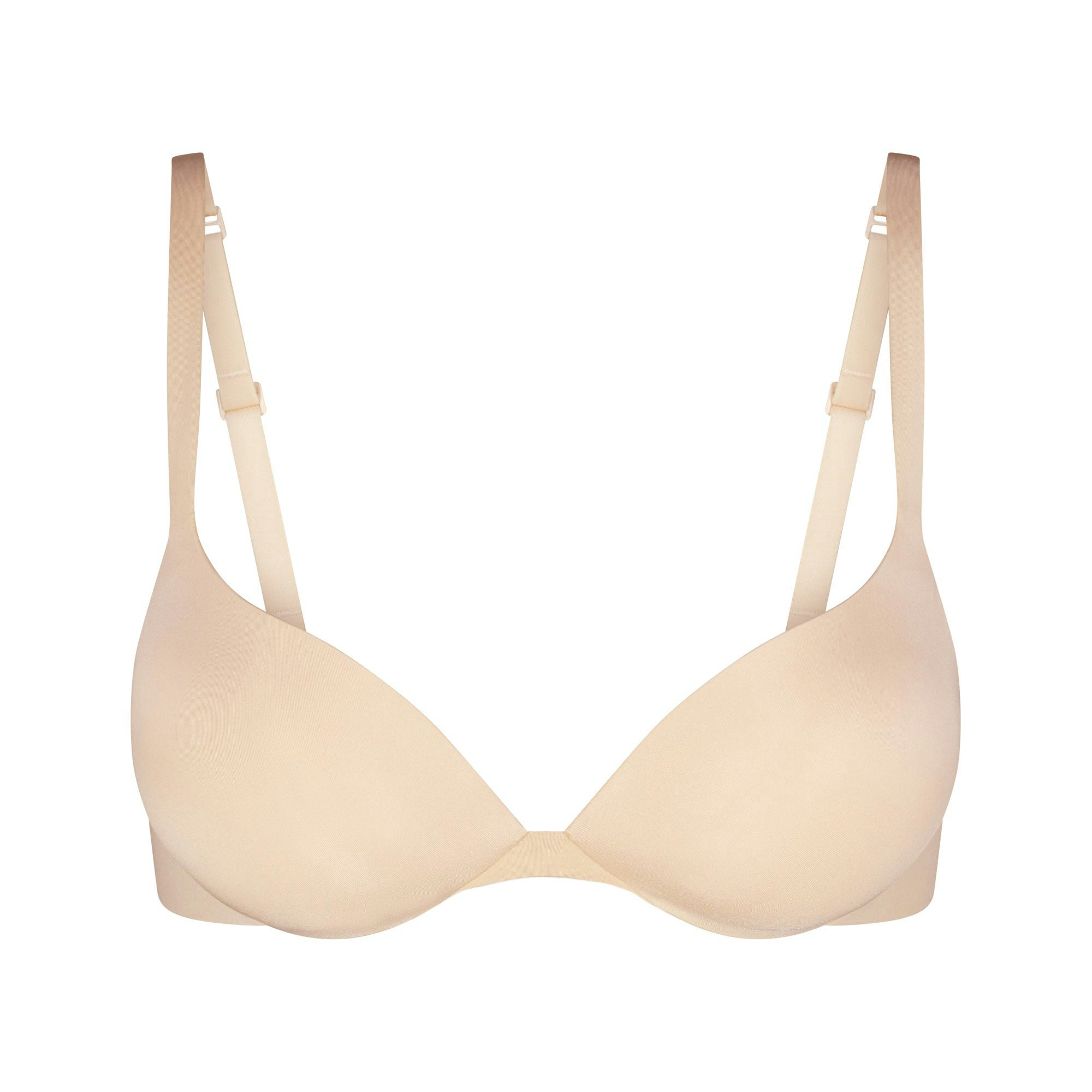 SKIMS ULTIMATE BRA TEARDROP PUSH-UP BRA | SAND (PLUNGE BRAS) LAYS FLAT ON A WHITE BACKGROUND | FLT