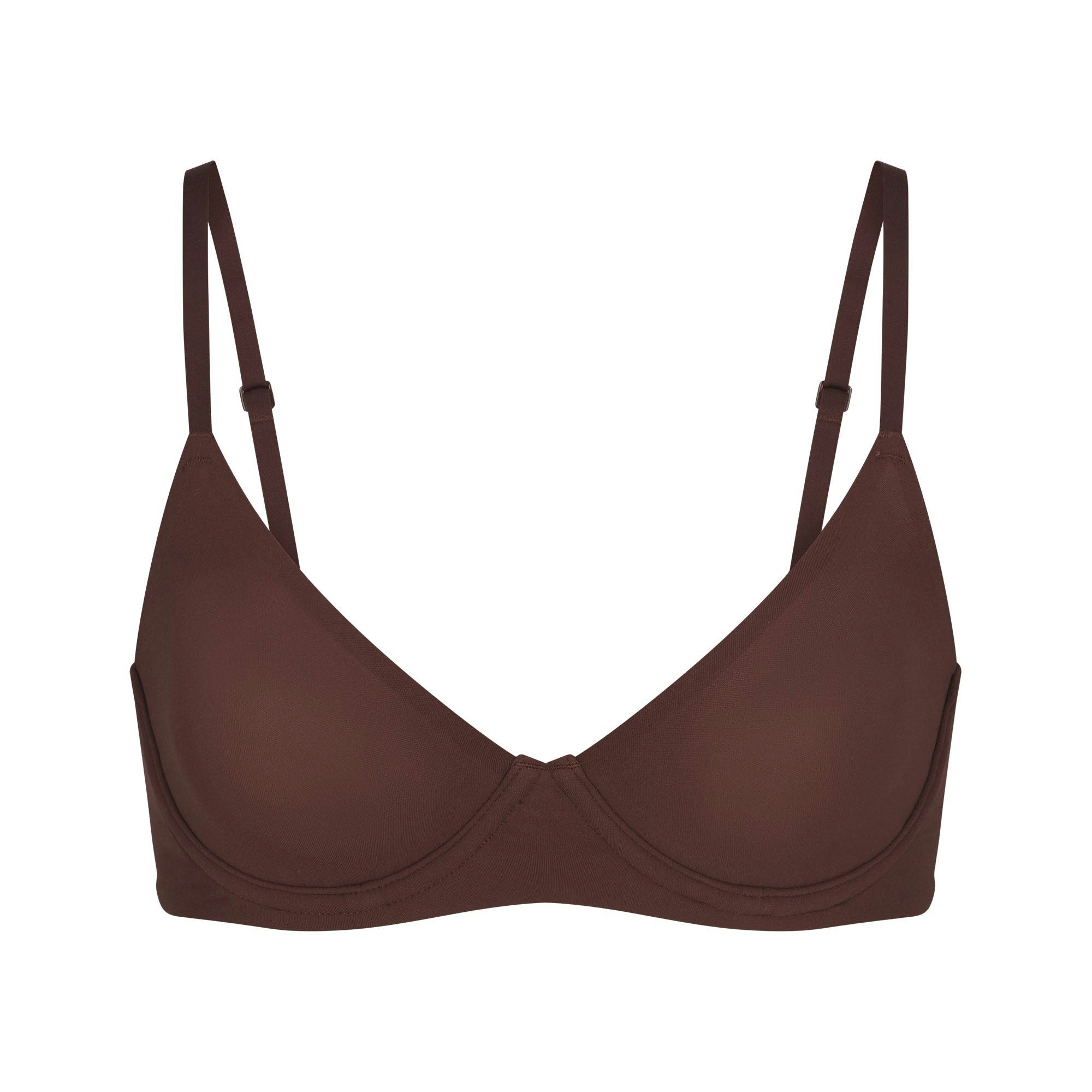 FITS EVERYBODY UNLINED DEMI BRA | COCOA (DEMI BRAS) LAYS FLAT ON A WHITE BACKGROUND | FLT