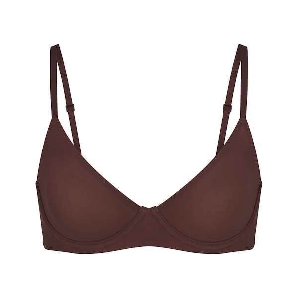 FITS EVERYBODY UNLINED DEMI BRA | COCOA (DEMI BRAS) LAYS FLAT ON A WHITE BACKGROUND | FLT