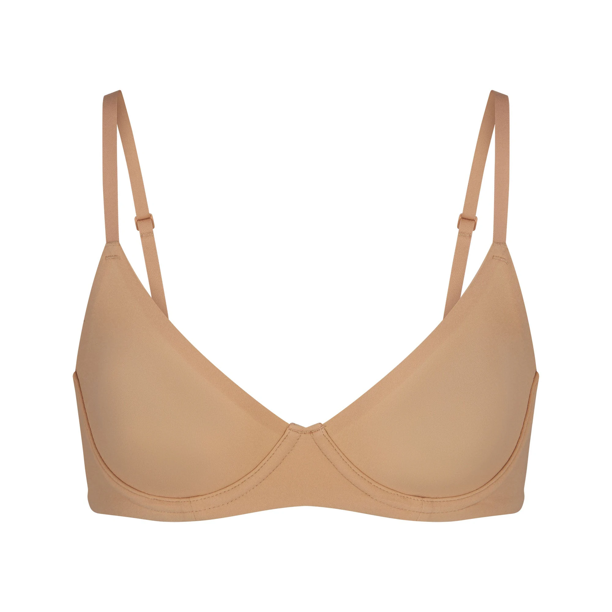 FITS EVERYBODY UNLINED DEMI BRA | OCHRE (DEMI BRAS) LAYS FLAT ON A WHITE BACKGROUND | FLT