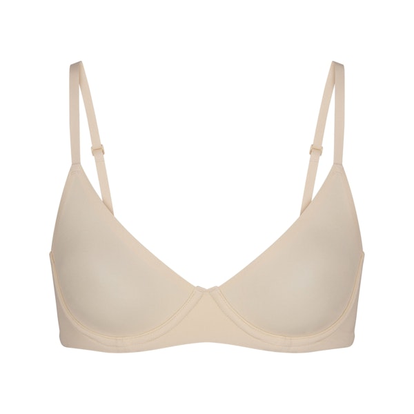 FITS EVERYBODY UNLINED DEMI BRA | SAND (DEMI BRAS) LAYS FLAT ON A WHITE BACKGROUND | FLT