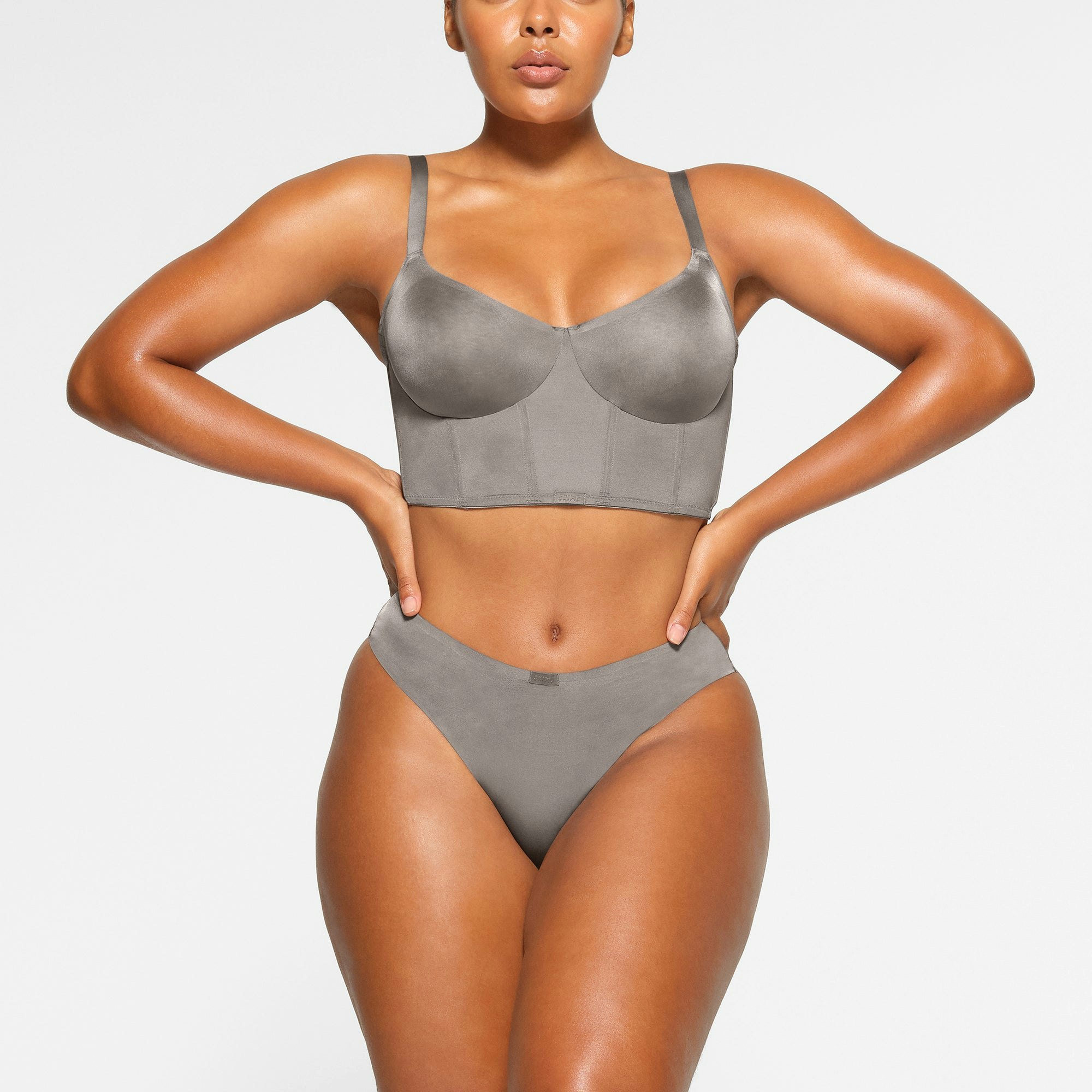 DEMI CORSET BRA WORN BY A MODEL IN FRONT VIEW