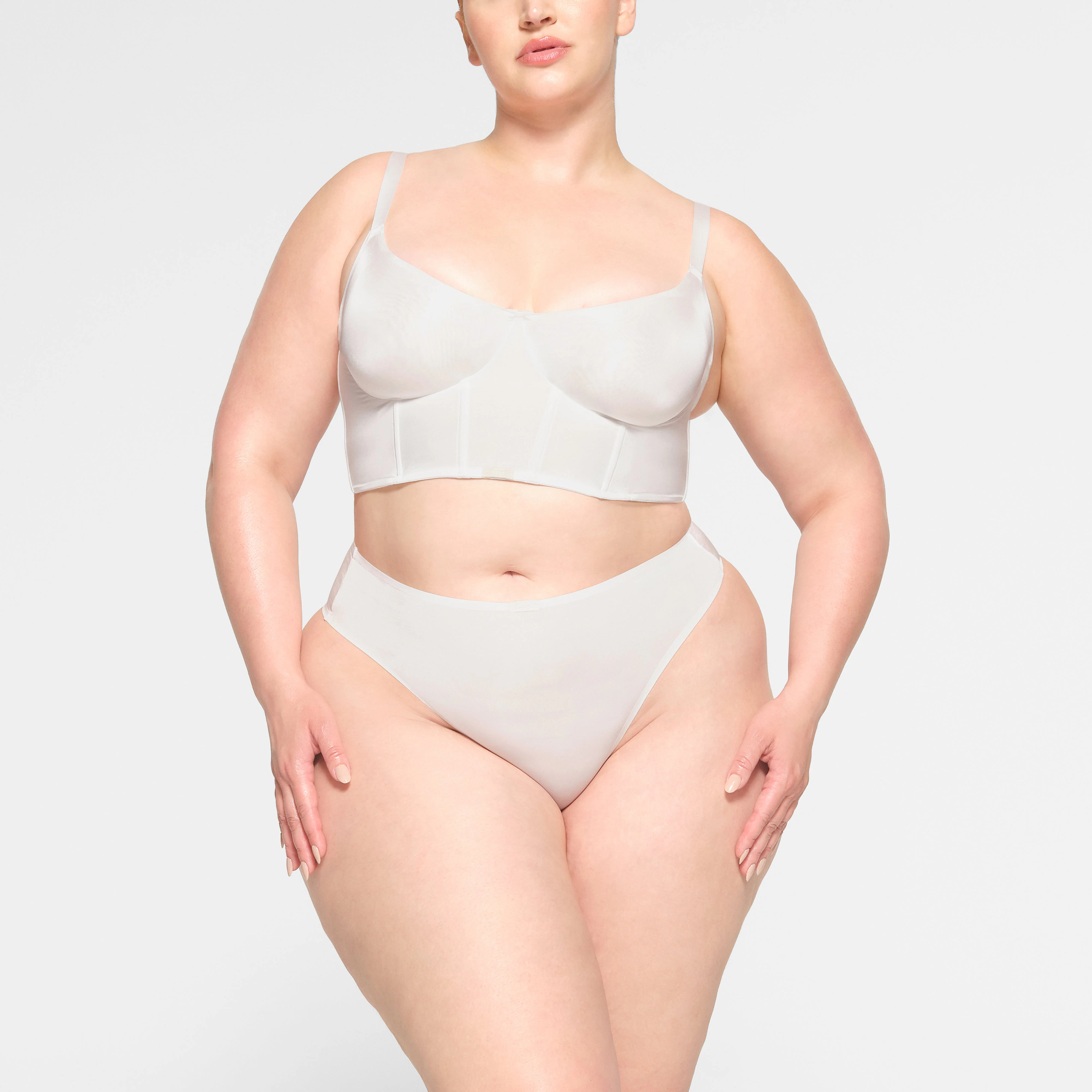 DEMI CORSET BRA WORN BY A MODEL IN FRONT VIEW