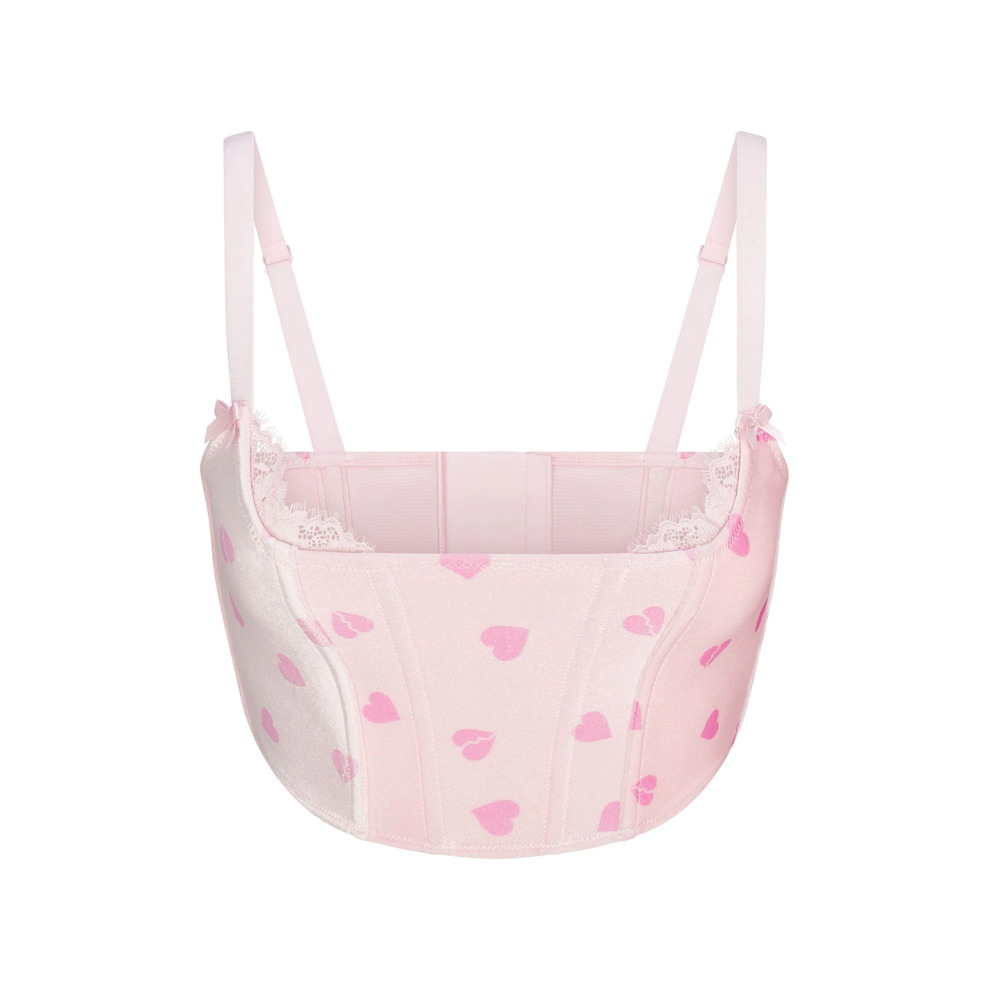 VELVET LACE CROPPED CORSET | CHERRY BLOSSOM HEART BREAKER FLAT ON A WHITE BACKGROUND | FLT