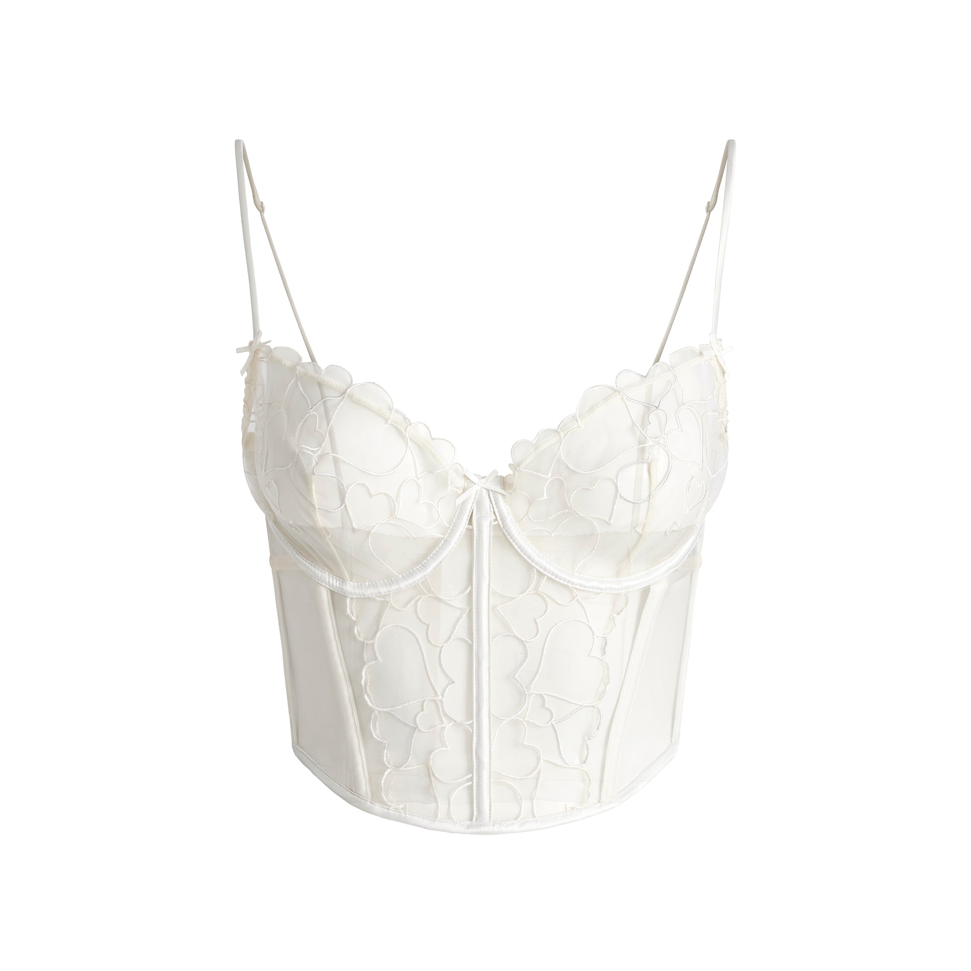 EMBROIDERED TULLE CROPPED CORSET | MARBLE