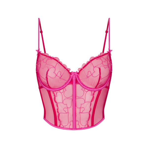 SKIMS LACE LINED DEMI CORSET | FUCHSIA