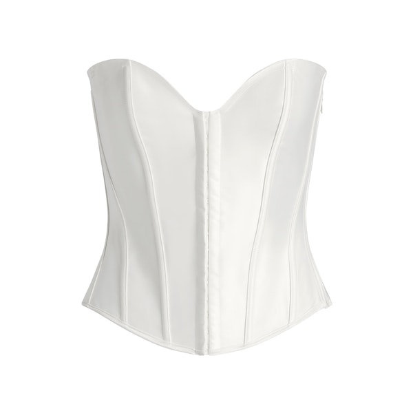 WOVEN SHINE CORSET | IVORY FLAT ON A WHITE BACKGROUND | FLT