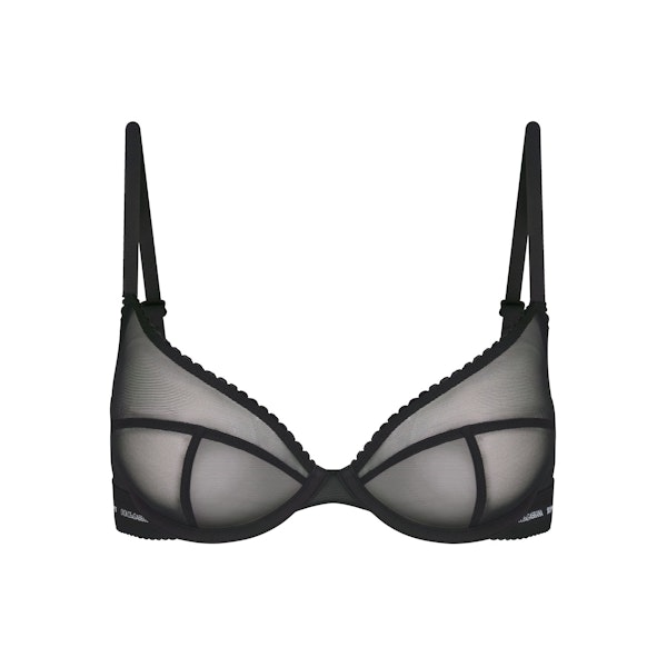 DOLCE&GABBANA X SKIMS ULTRA FINE MESH DEMI BRA | ONYX (DEMI BRAS) FLAT ON A WHITE BACKGROUND | FLT