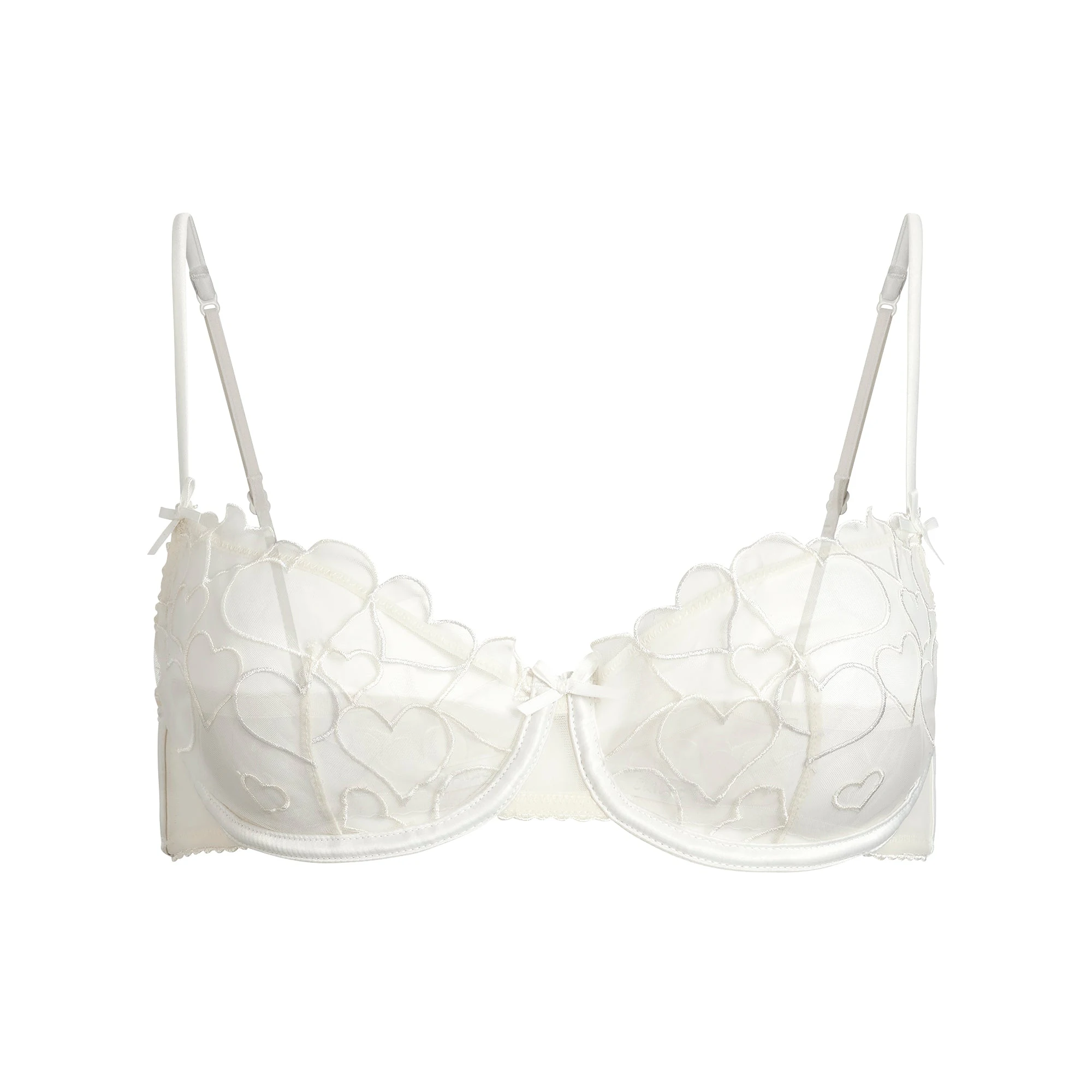 EMBROIDERED TULLE UNLINED DEMI BRA | MARBLE FLAT ON A WHITE BACKGROUND | FLT