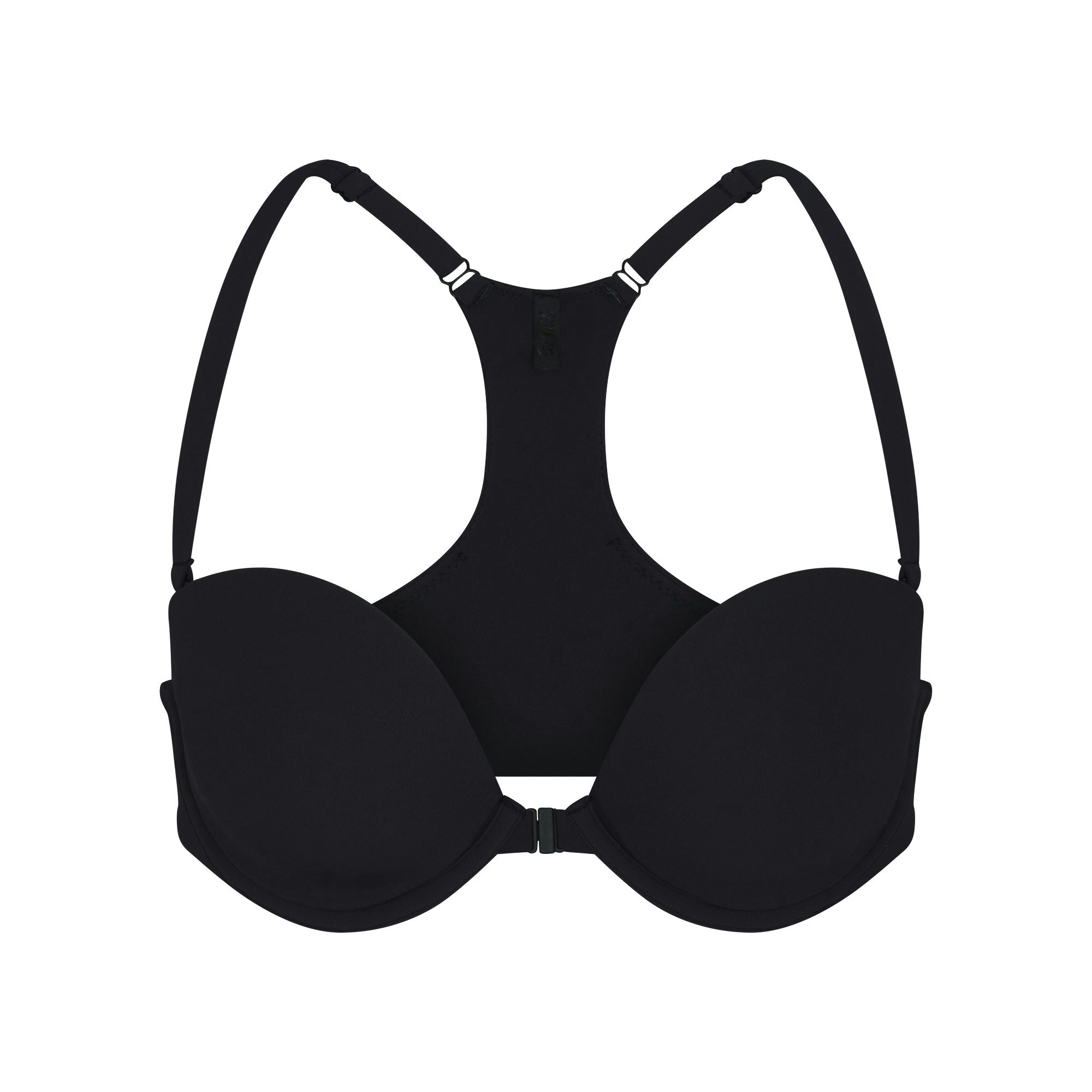 FITS EVERYBODY RACERBACK DEMI BRA | ONYX FLAT ON A WHITE BACKGROUND | FLT