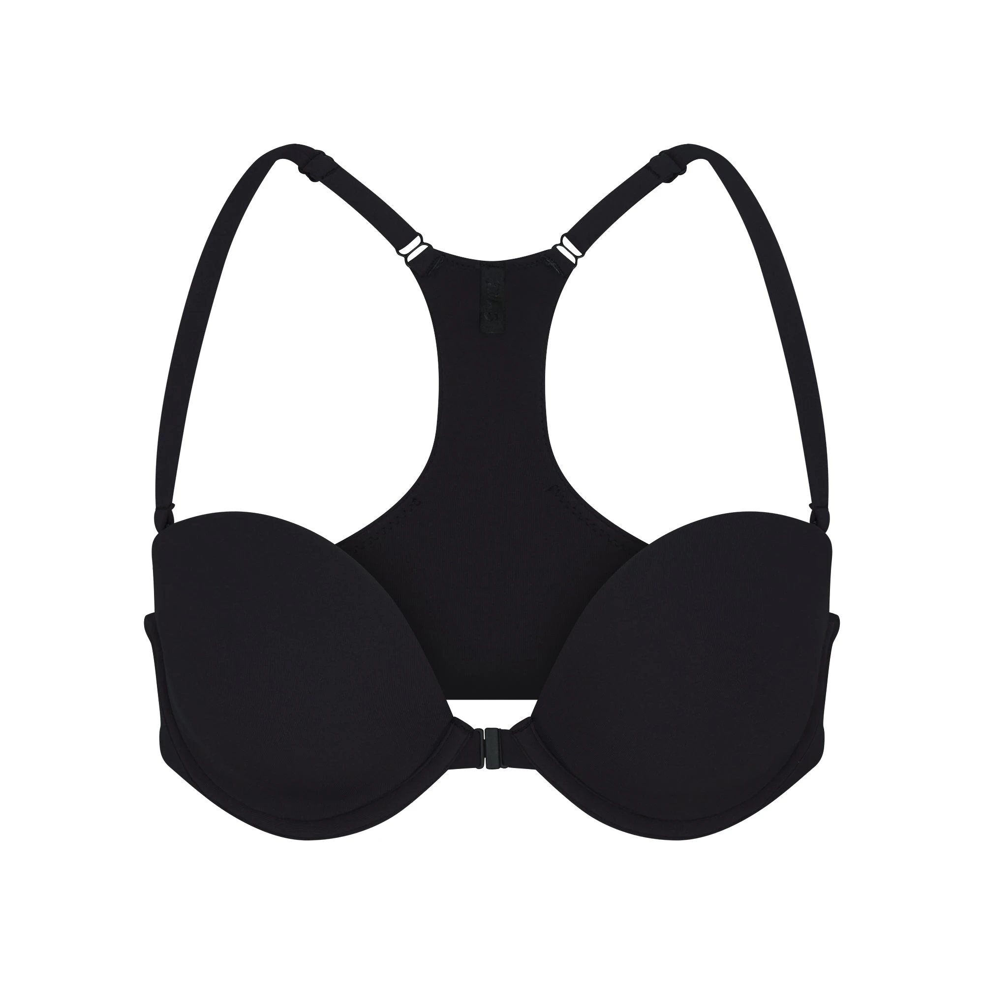 FITS EVERYBODY RACERBACK DEMI BRA | ONYX FLAT ON A WHITE BACKGROUND | FLT