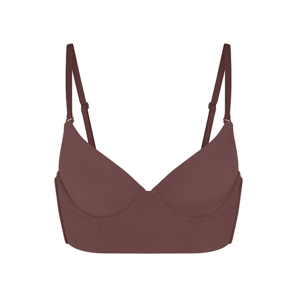 FITS EVERYBODY LOW BACK LONGLINE BRA | COCOA FLAT ON A WHITE BACKGROUND | FLT