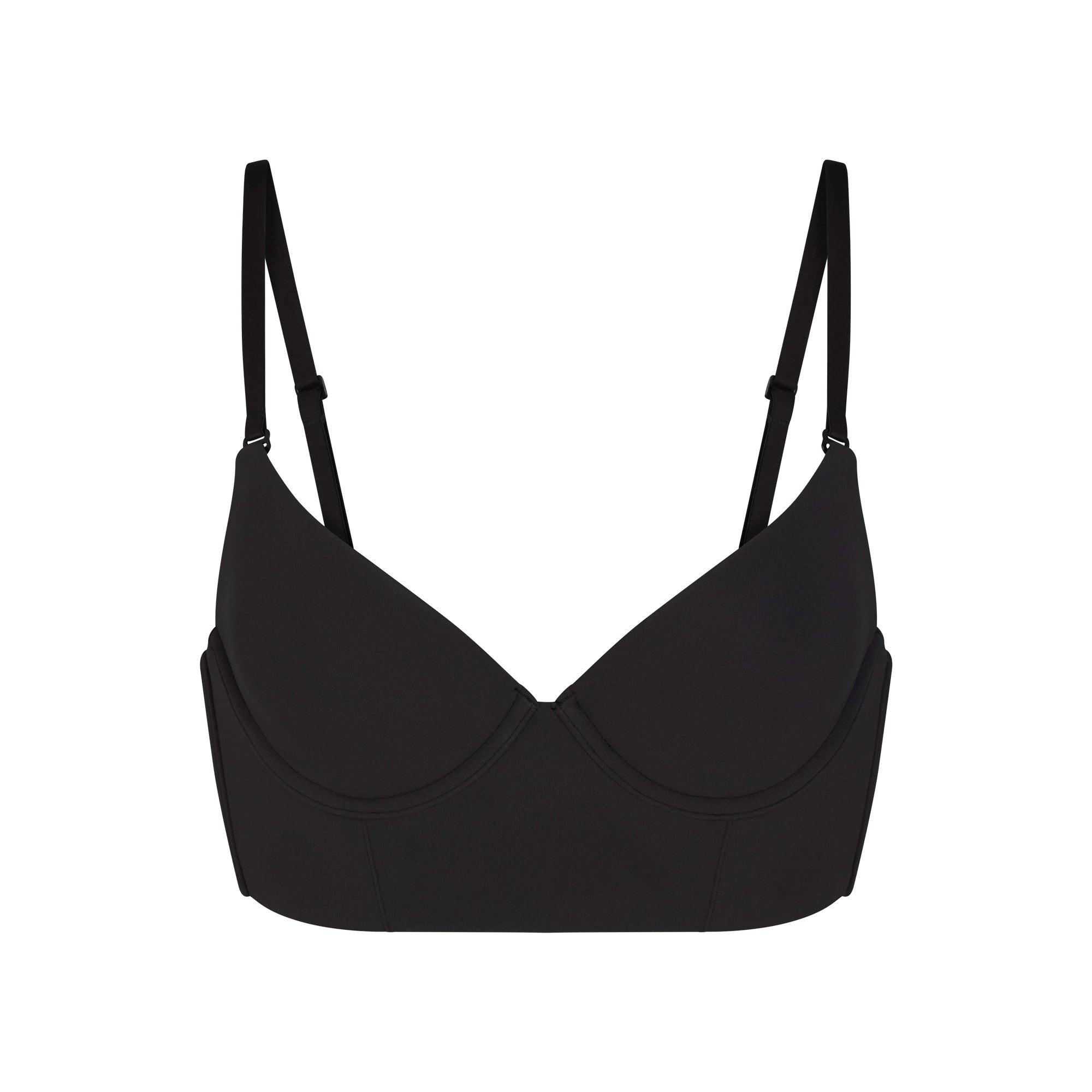 FITS EVERYBODY LOW BACK LONGLINE BRA | ONYX FLAT ON A WHITE BACKGROUND | FLT