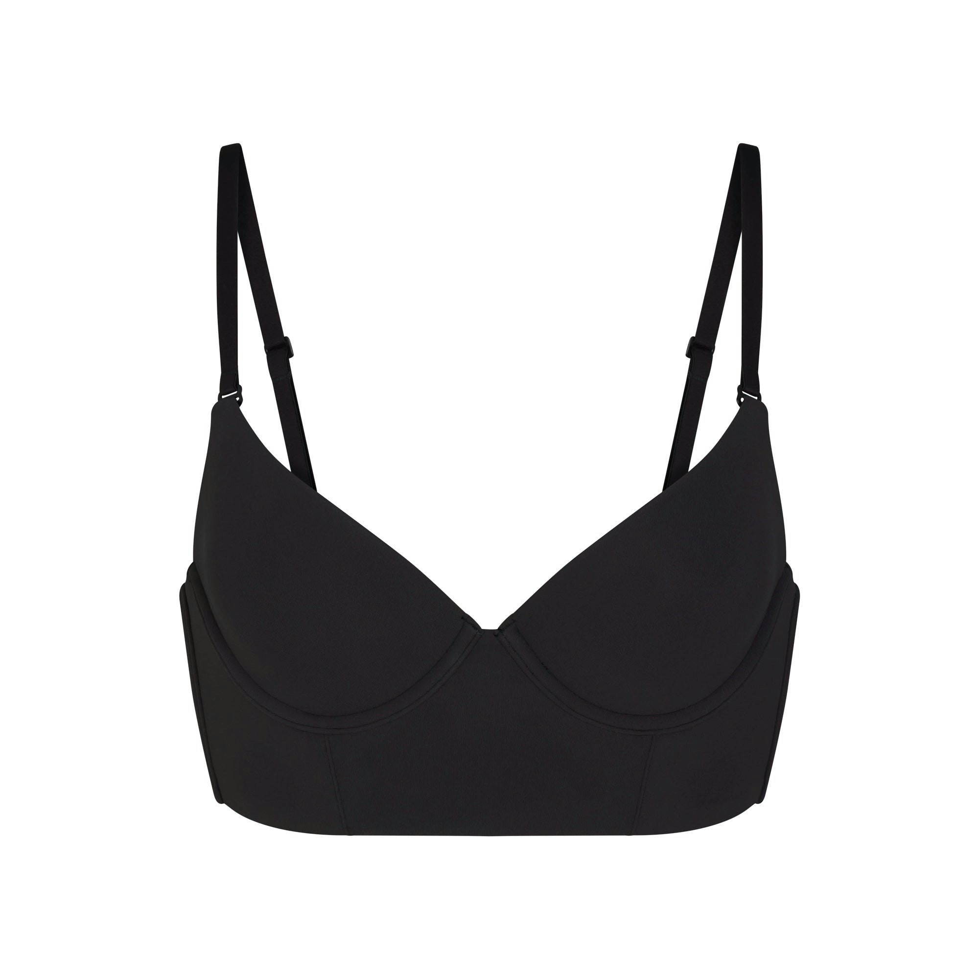 FITS EVERYBODY LOW BACK LONGLINE BRA | ONYX FLAT ON A WHITE BACKGROUND | FLT