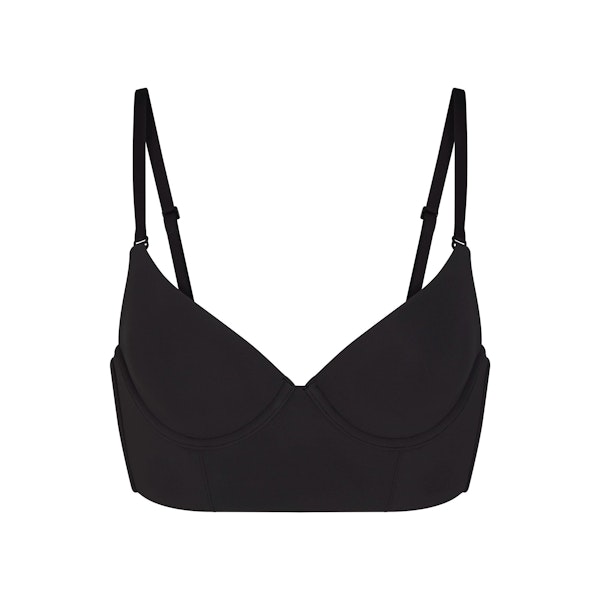 FITS EVERYBODY LOW BACK LONGLINE BRA | ONYX FLAT ON A WHITE BACKGROUND | FLT