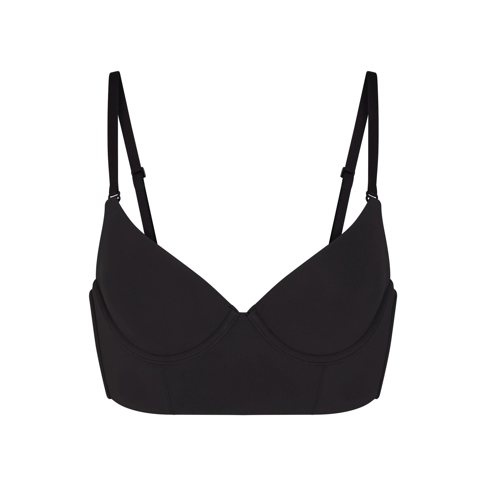 FITS EVERYBODY LOW BACK LONGLINE BRA | ONYX FLAT ON A WHITE BACKGROUND | FLT