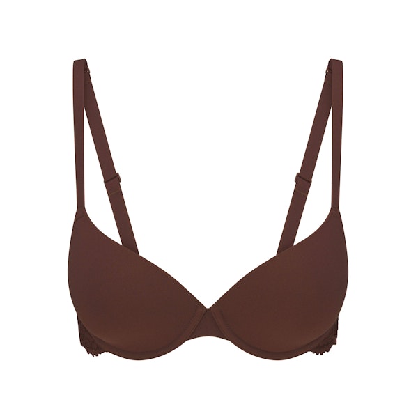 FITS EVERYBODY LACE WING T-SHIRT BRA | COCOA FLAT ON A WHITE BACKGROUND | FLT | FLT