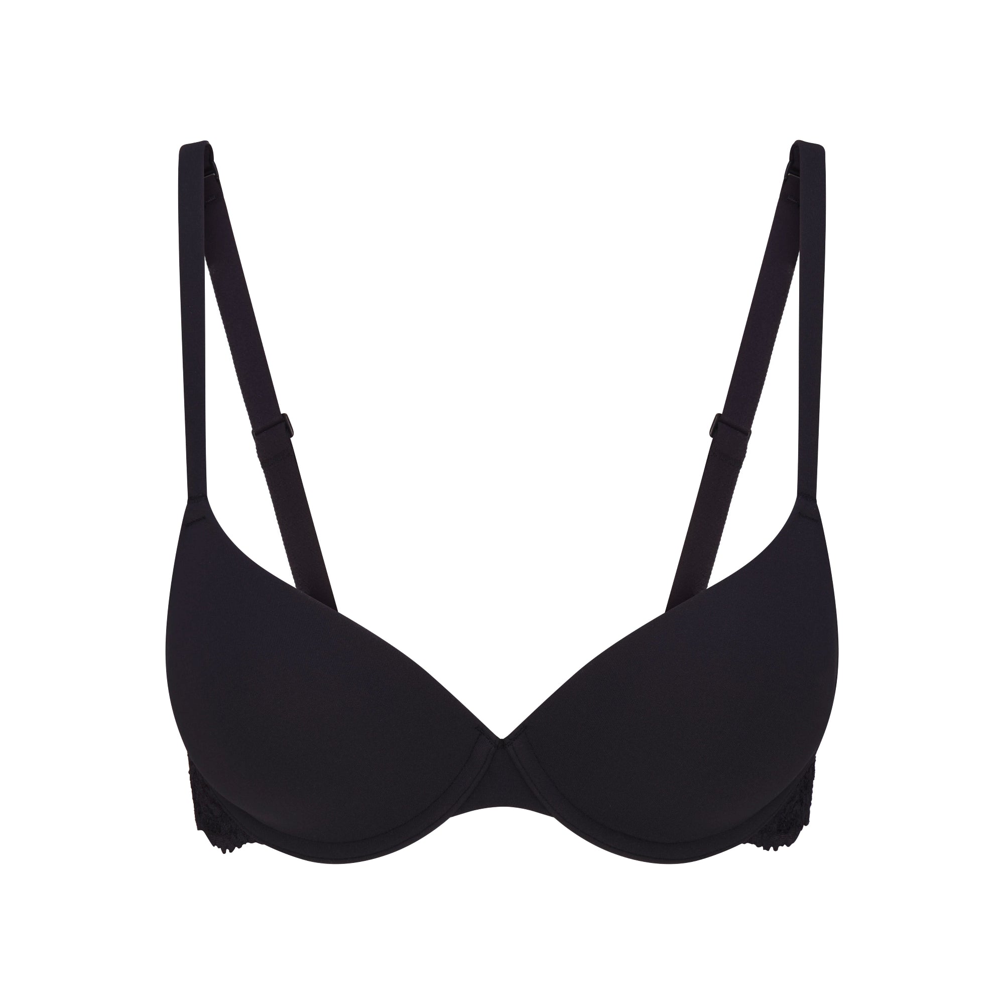 FITS EVERYBODY LACE WING T-SHIRT BRA | ONYX FLAT ON A WHITE BACKGROUND | FLT | FLT