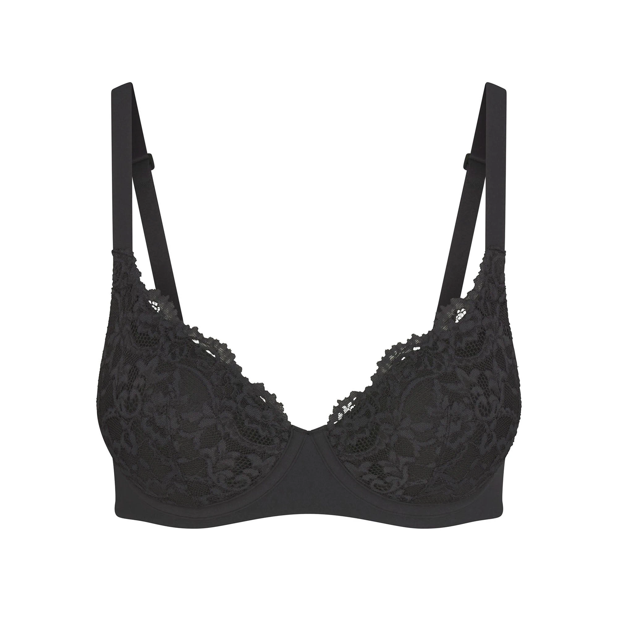 FITS EVERYBODY LACE FULL COVERAGE BRA | ONYX(FULL COVERAGE BRAS, BRAS) FLAT ON A WHITE BACKGROUND | FLT
