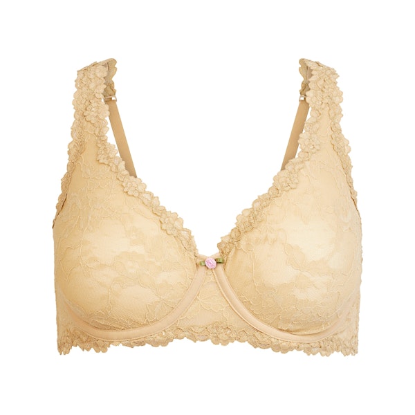 STRETCH LACE UNLINED FULL COVERAGE BRA | DELTA FLAT ON A WHITE BACKGROUND | FLT