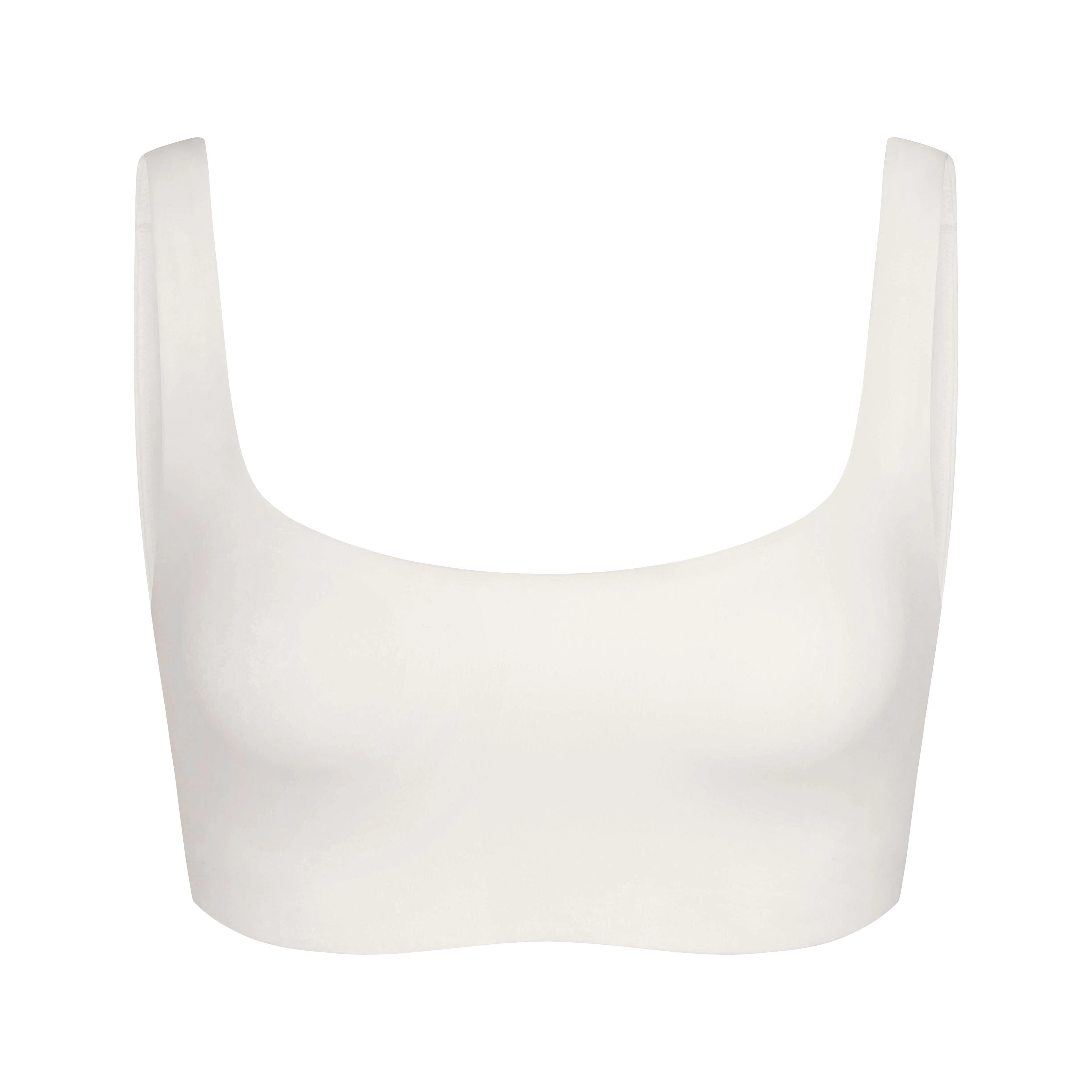 NikeSKIMS MATTE SCOOP NECK BRA | IVORY LAYS FLAT ON A WHITE BACKGROUND | FLT