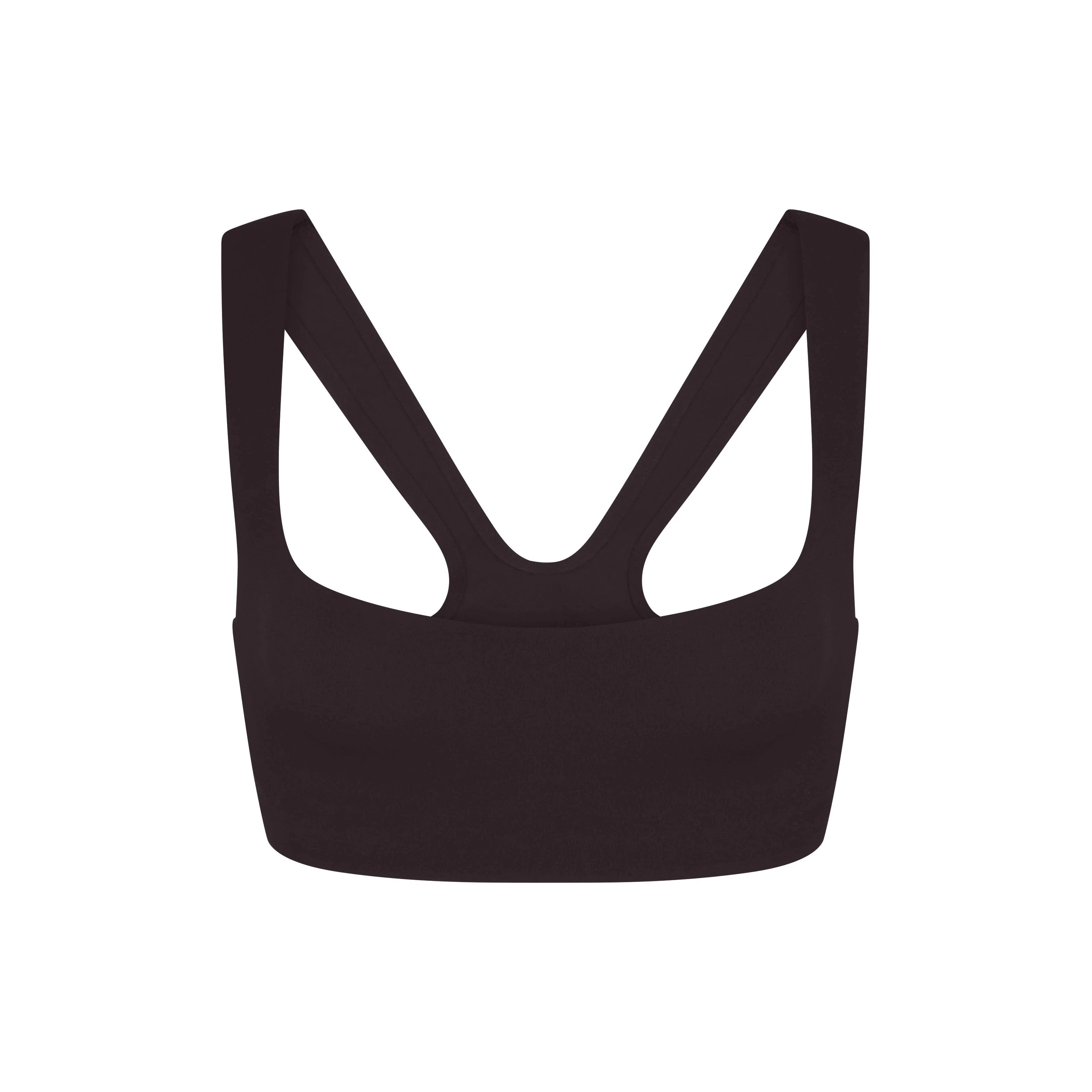 NikeSKIMS STUDIO STRETCH SQUARE NECK RACER BRA | DARK ROASTLAYS FLAT ON A WHITE BACKGROUND | FLT
