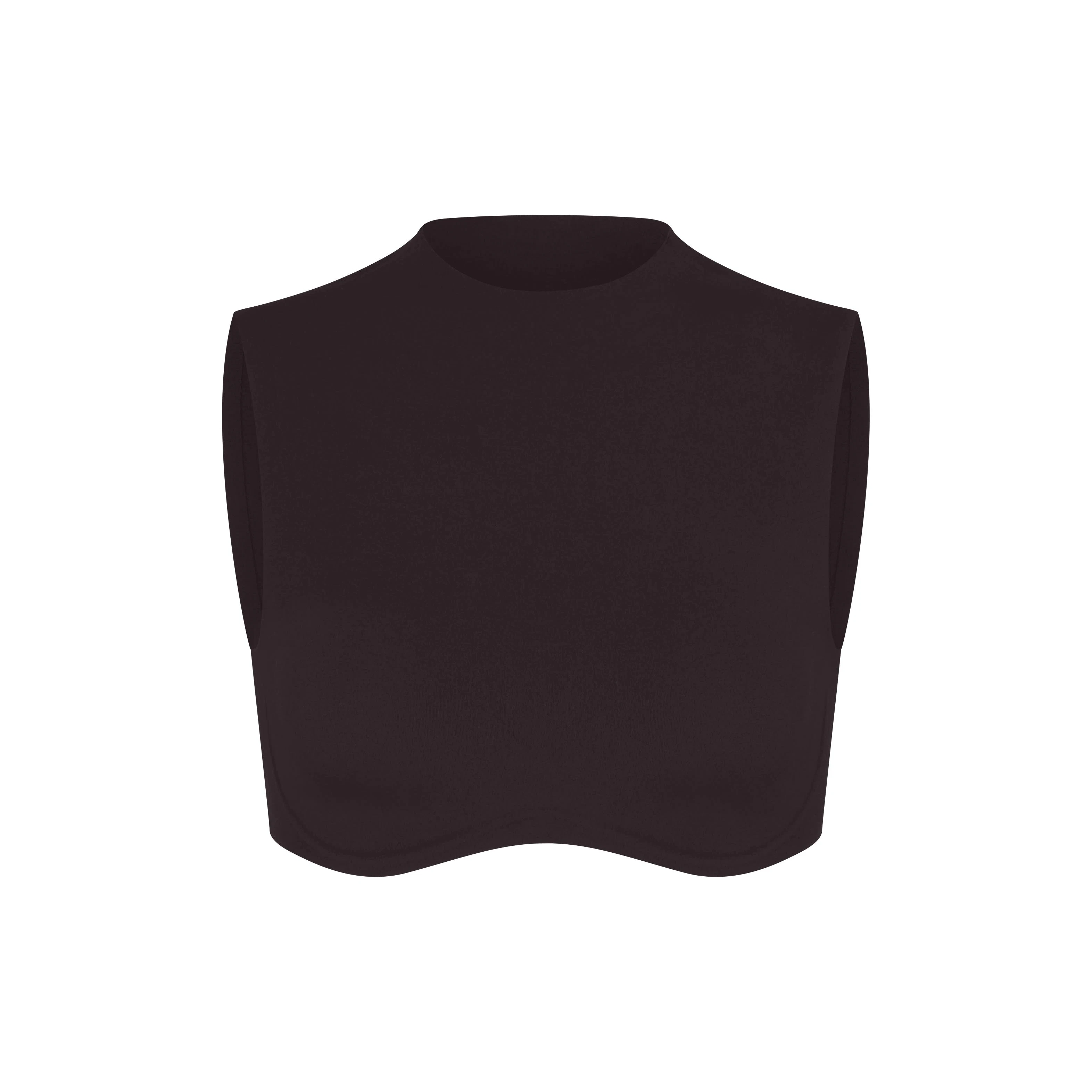 NikeSKIMS STUDIO STRETCH MOCK NECK BRA | DARK ROASTLAYS FLAT ON A WHITE BACKGROUND | FLT