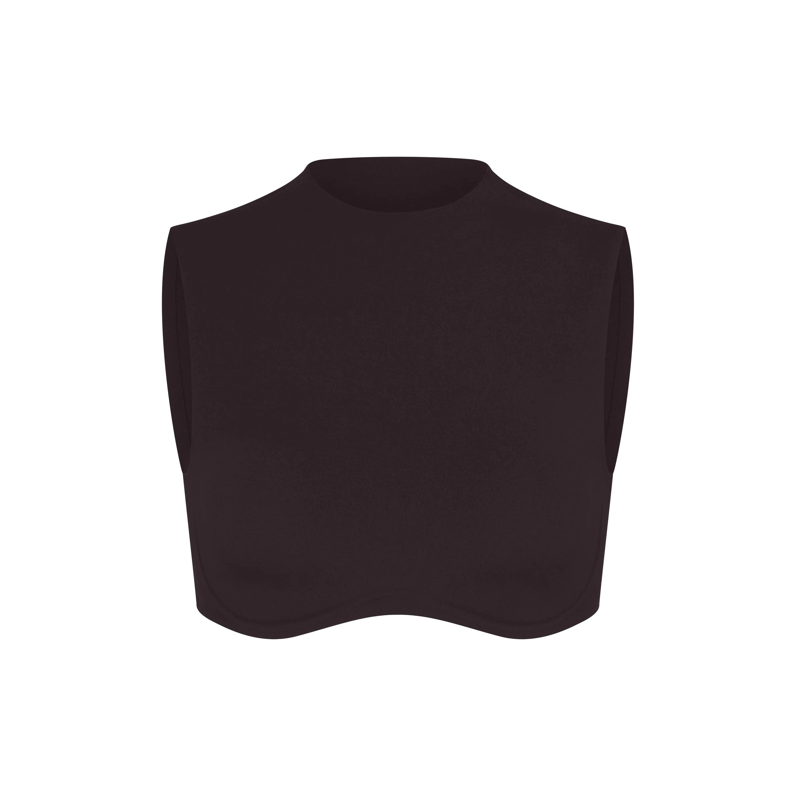 NikeSKIMS STUDIO STRETCH MOCK NECK BRA | DARK ROASTLAYS FLAT ON A WHITE BACKGROUND | FLT