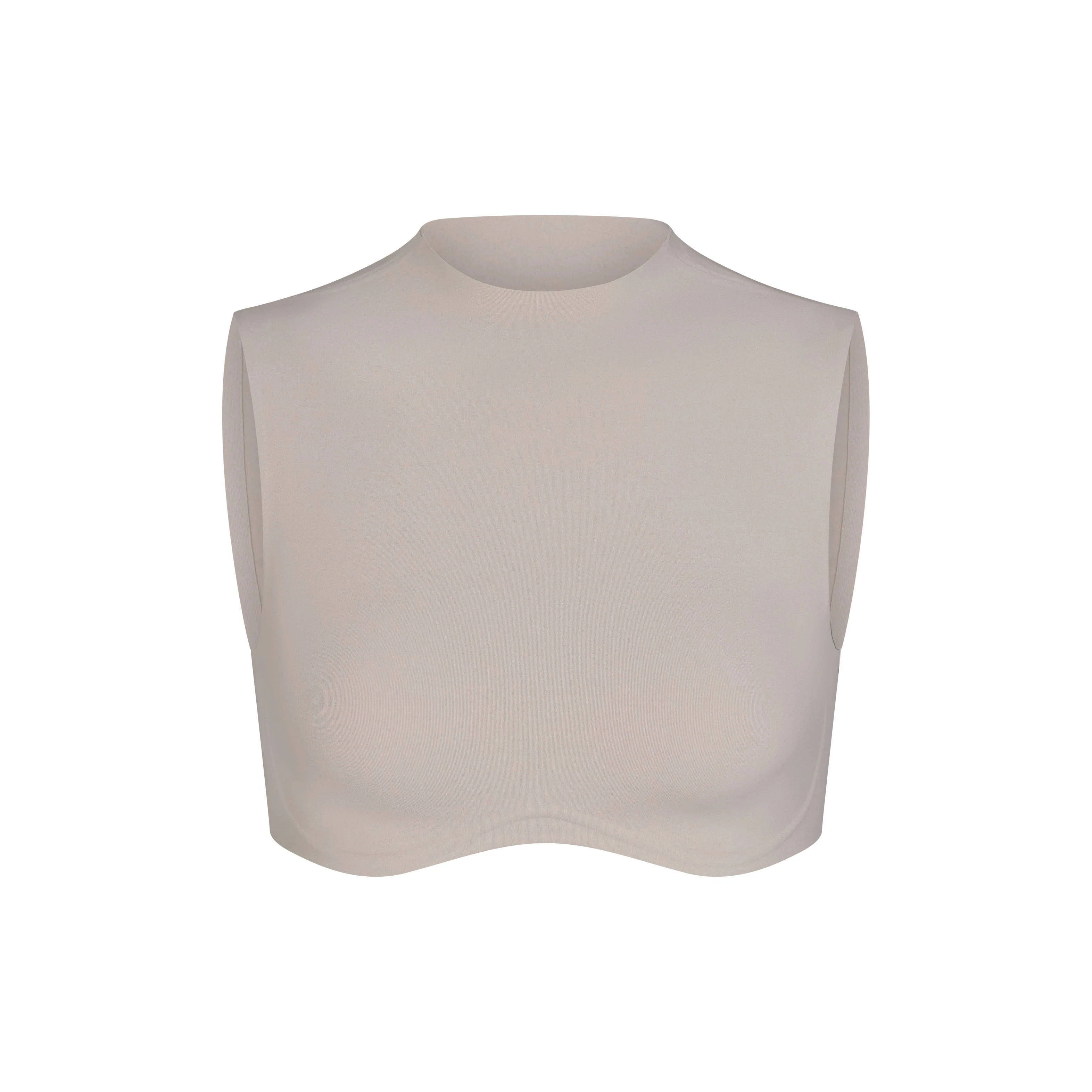 NikeSKIMS STUDIO STRETCH MOCK NECK BRA | LINENLAYS FLAT ON A WHITE BACKGROUND | FLT
