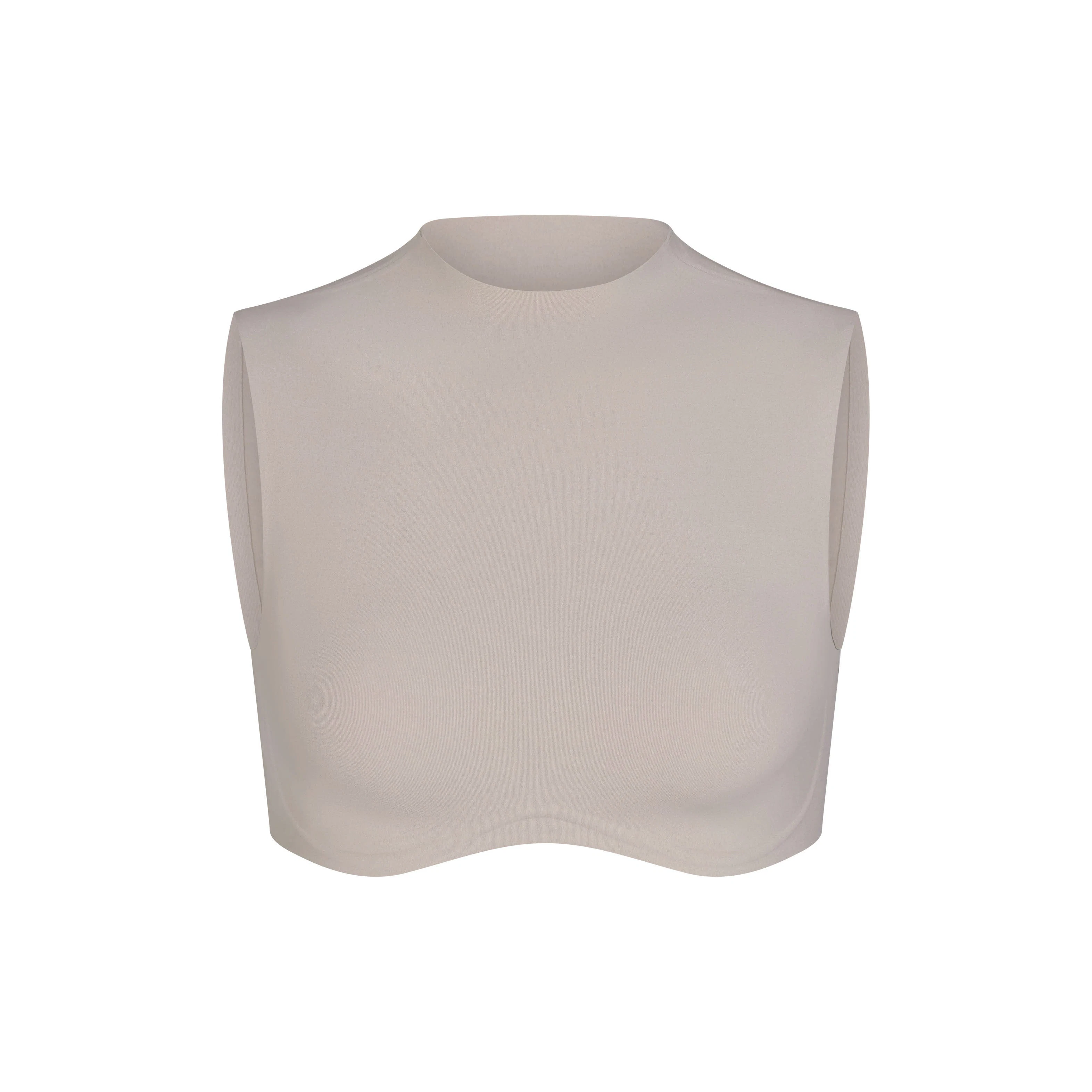 NikeSKIMS STUDIO STRETCH MOCK NECK BRA | LINENLAYS FLAT ON A WHITE BACKGROUND | FLT