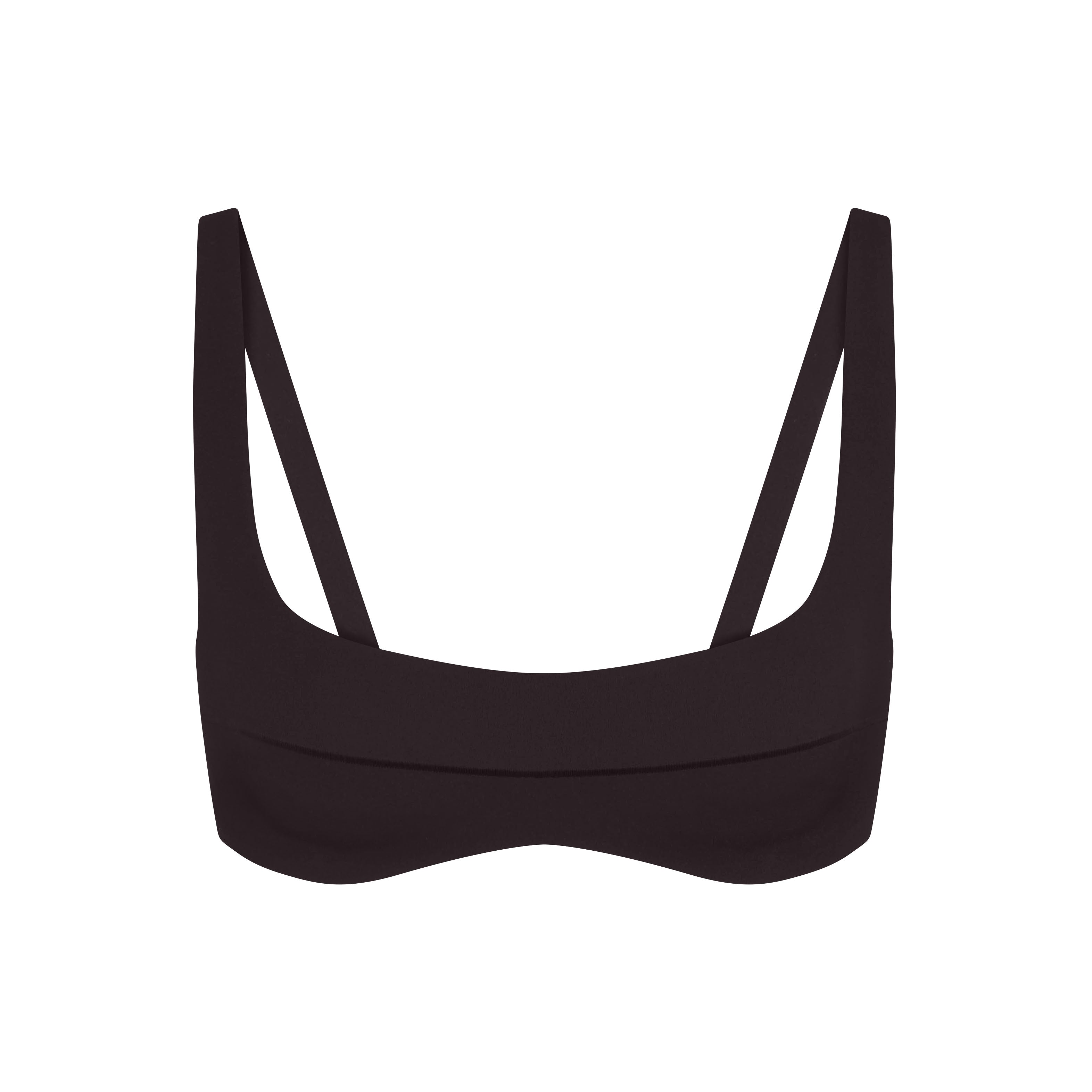 NikeSKIMS STUDIO STRETCH SEAM FRONT MICRO BRA | DARK ROAST LAYS FLAT ON A WHITE BACKGROUND | FLT