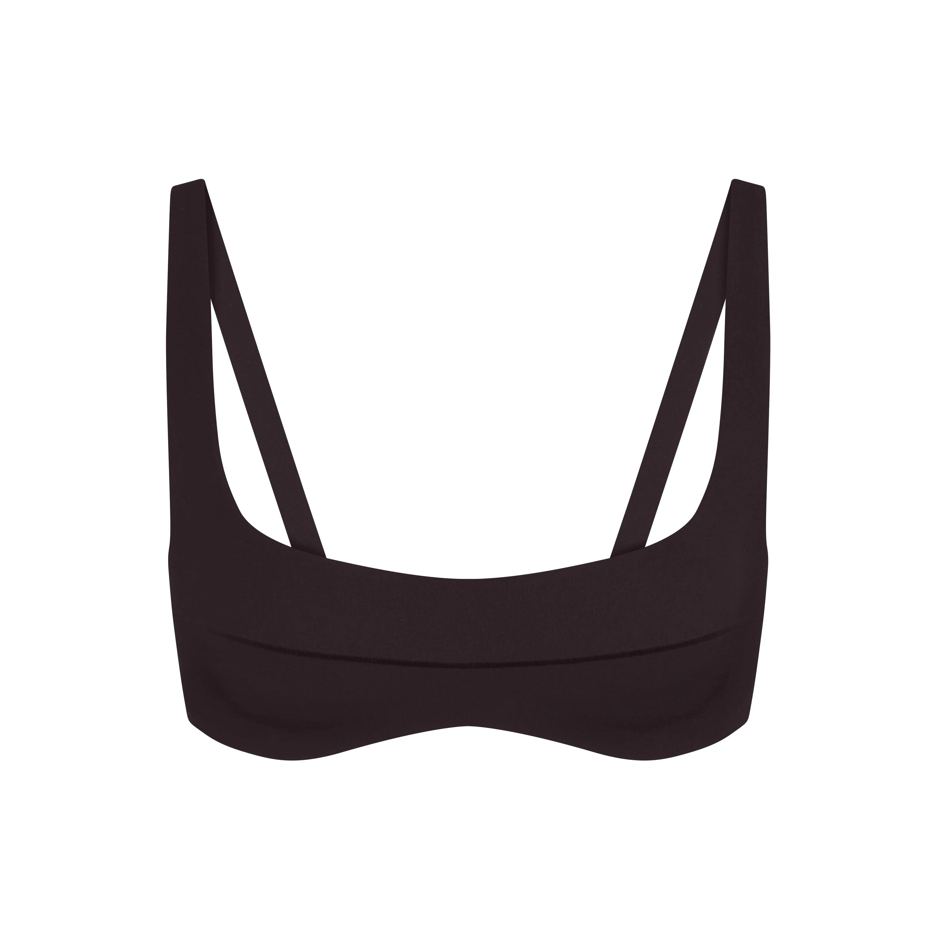 NikeSKIMS STUDIO STRETCH  SEAM FRONT MICRO BRA | DARK ROASTLAYS FLAT ON A WHITE BACKGROUND | FLT