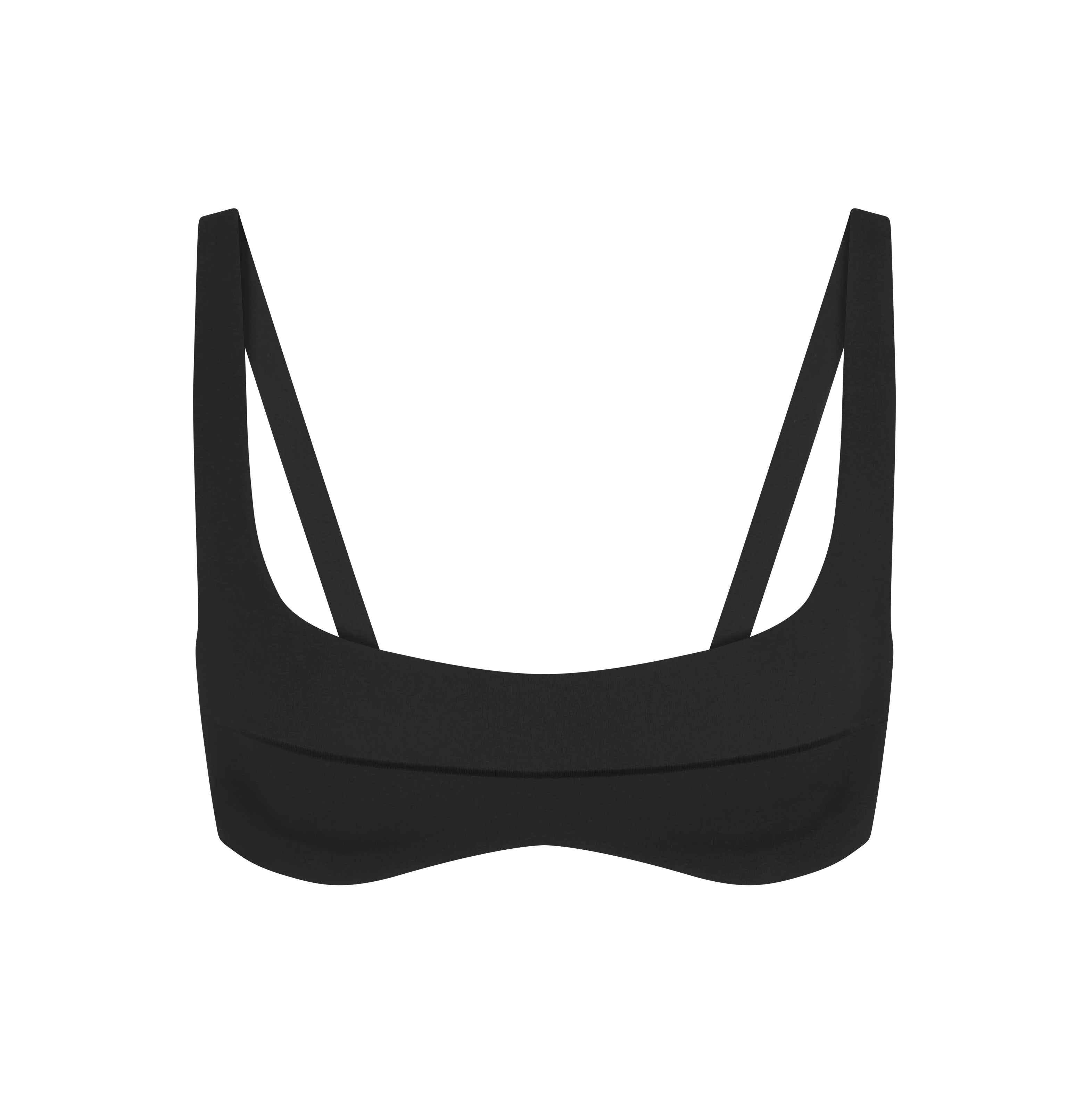NikeSKIMS STUDIO STRETCH SEAM FRONT MICRO BRA | OBSIDIAN LAYS FLAT ON A WHITE BACKGROUND | FLT