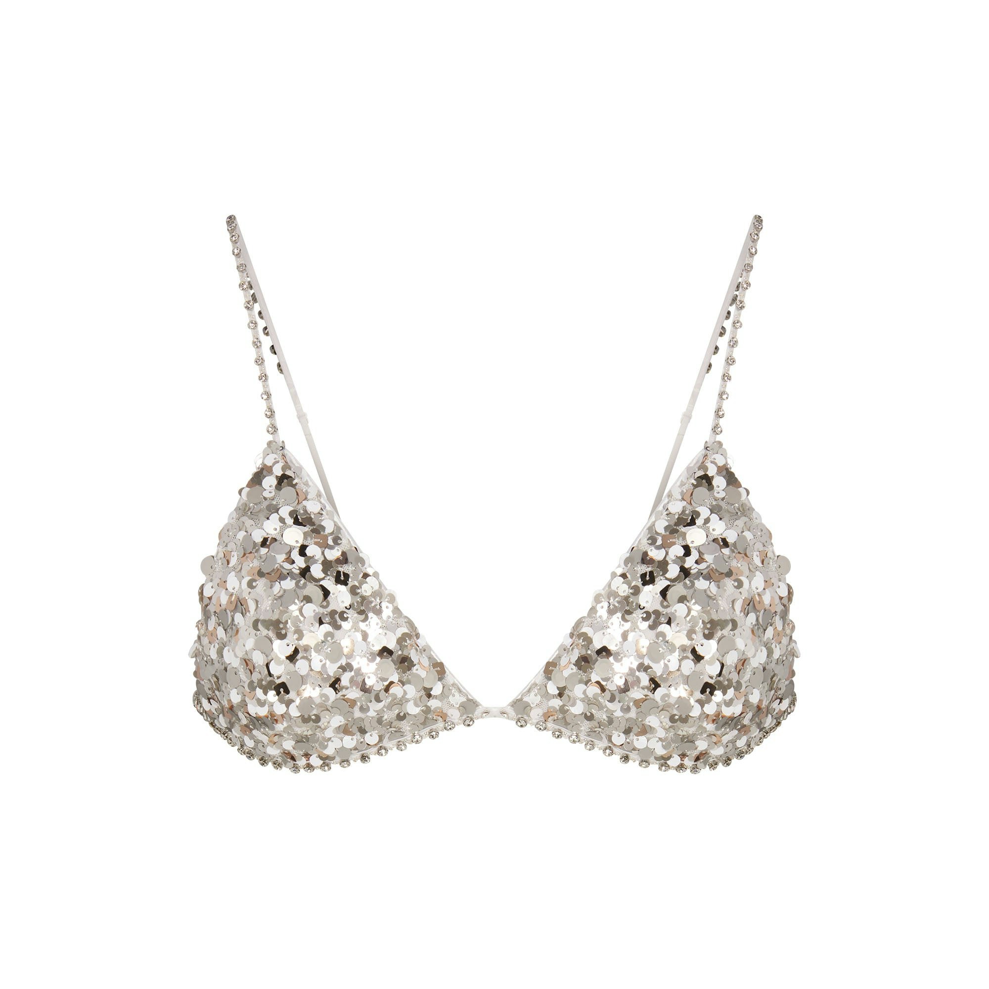 NOVELTY INTIMATES SEQUIN BRALETTE AND HIPSTER SET | SNOW FLAT ON A WHITE BACKGROUND | FLT