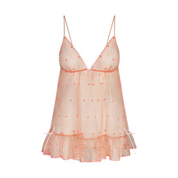 SILK LACE MINI SLIP DRESS | RUBY CONTRAST | SKIMS