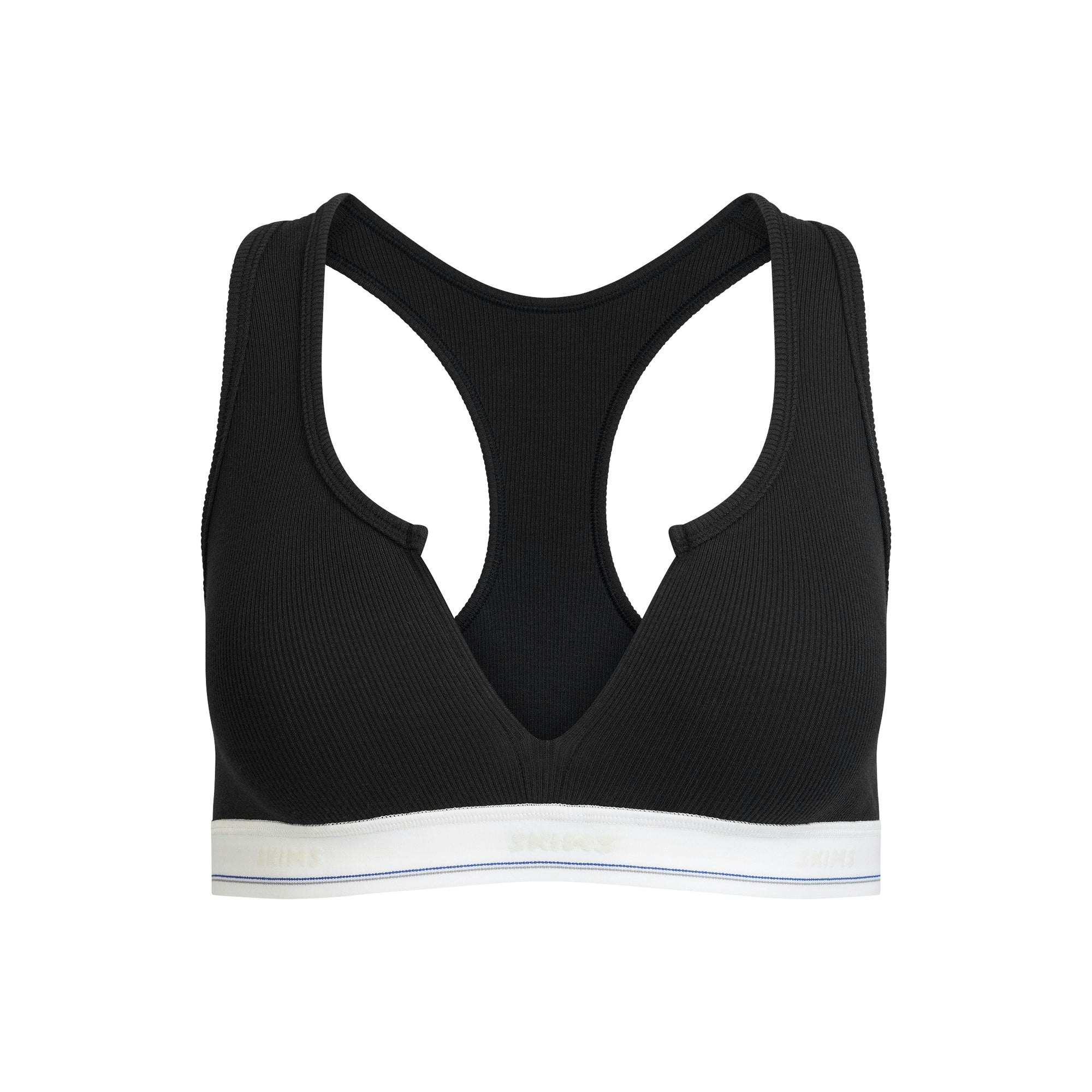 COTTON RIB SPLIT NECK BRALETTE | LIGHT HEATHER GREY STRIPE FLAT ON A WHITE BACKGROUND @ | FLT