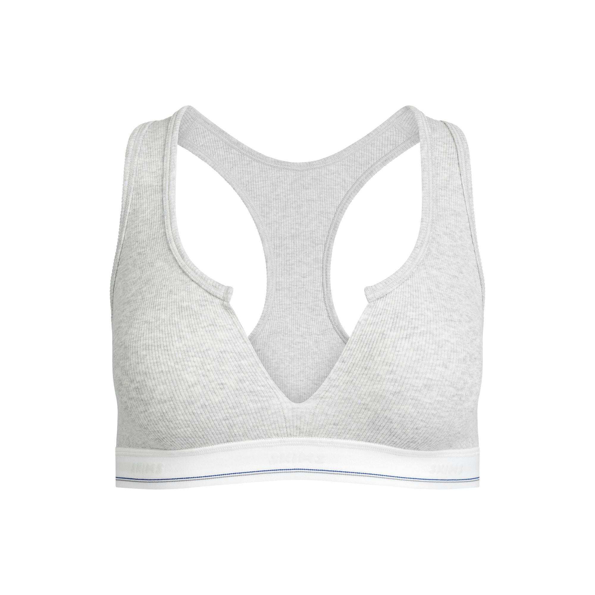 COTTON RIB SPLIT NECK BRALETTE | LIGHT HEATHER GREY STRIPE (SCOOP BRALETTES, BRALETTES) FLAT ON A WHITE BACKGROUND @ | FLT