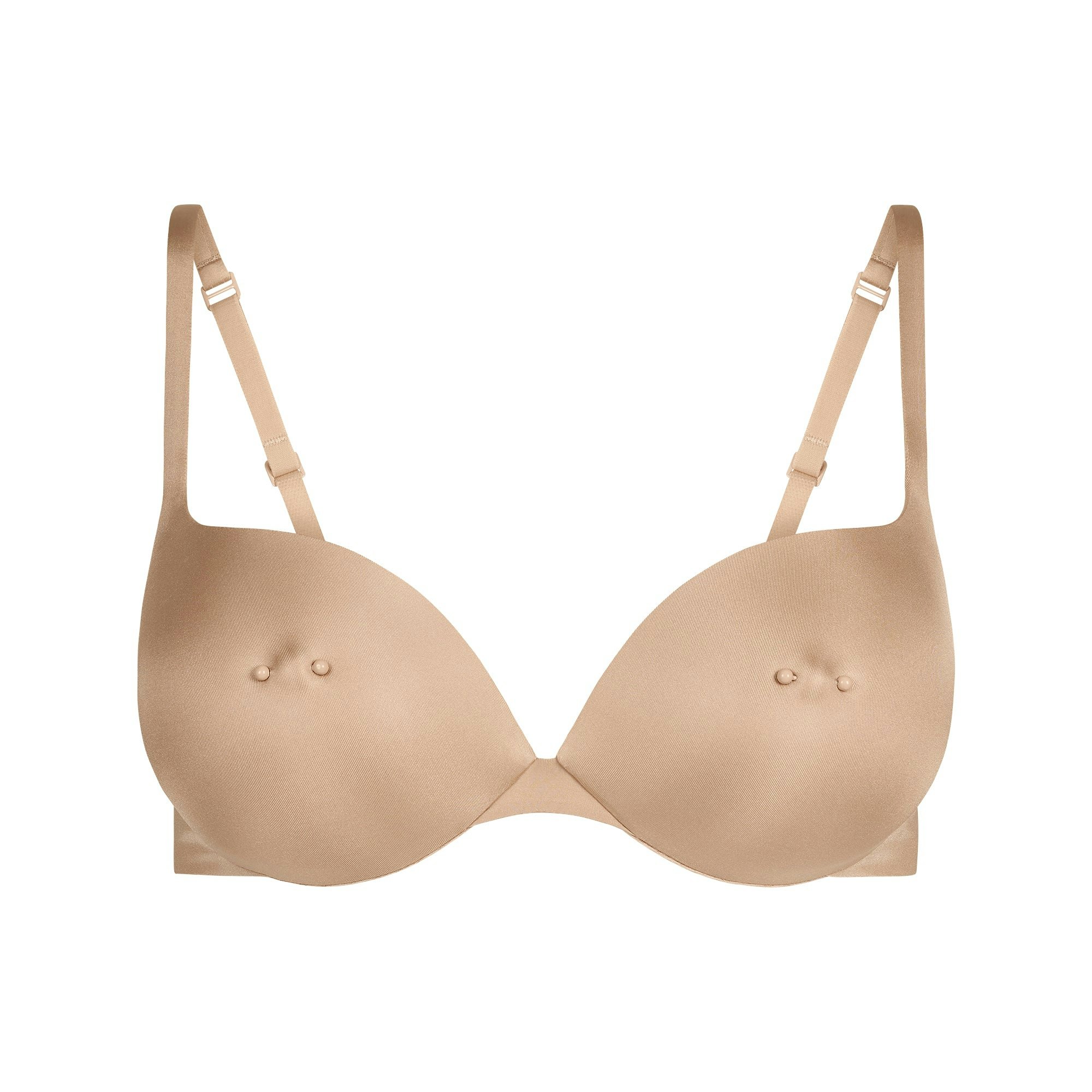 SKIMS ULTIMATE PIERCED NIPPLE PUSH-UP BRA | CLAY FLAT ON A WHITE BACKGROUND | FLT