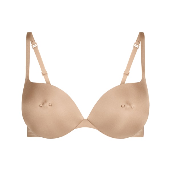 SKIMS ULTIMATE PIERCED NIPPLE PUSH-UP BRA | CLAY FLAT ON A WHITE BACKGROUND | FLT