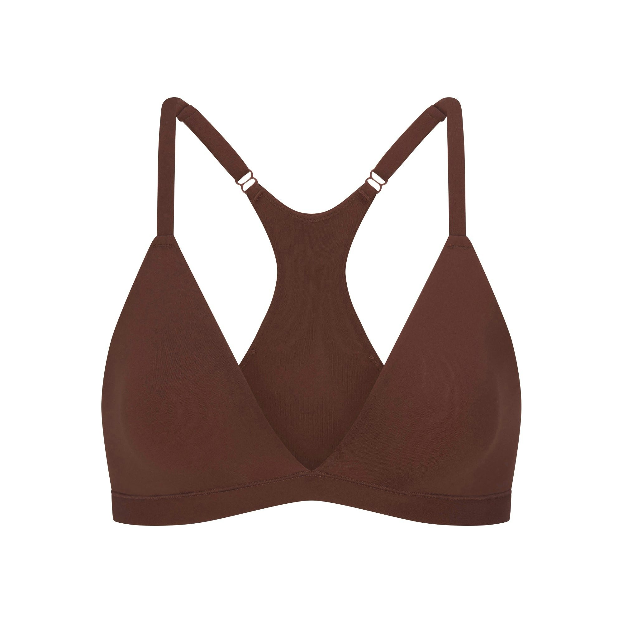 FITS EVERYBODY RACERBACK TRIANGLE BRALETTE | COCOA FLAT ON A WHITE BACKGROUND | FLT