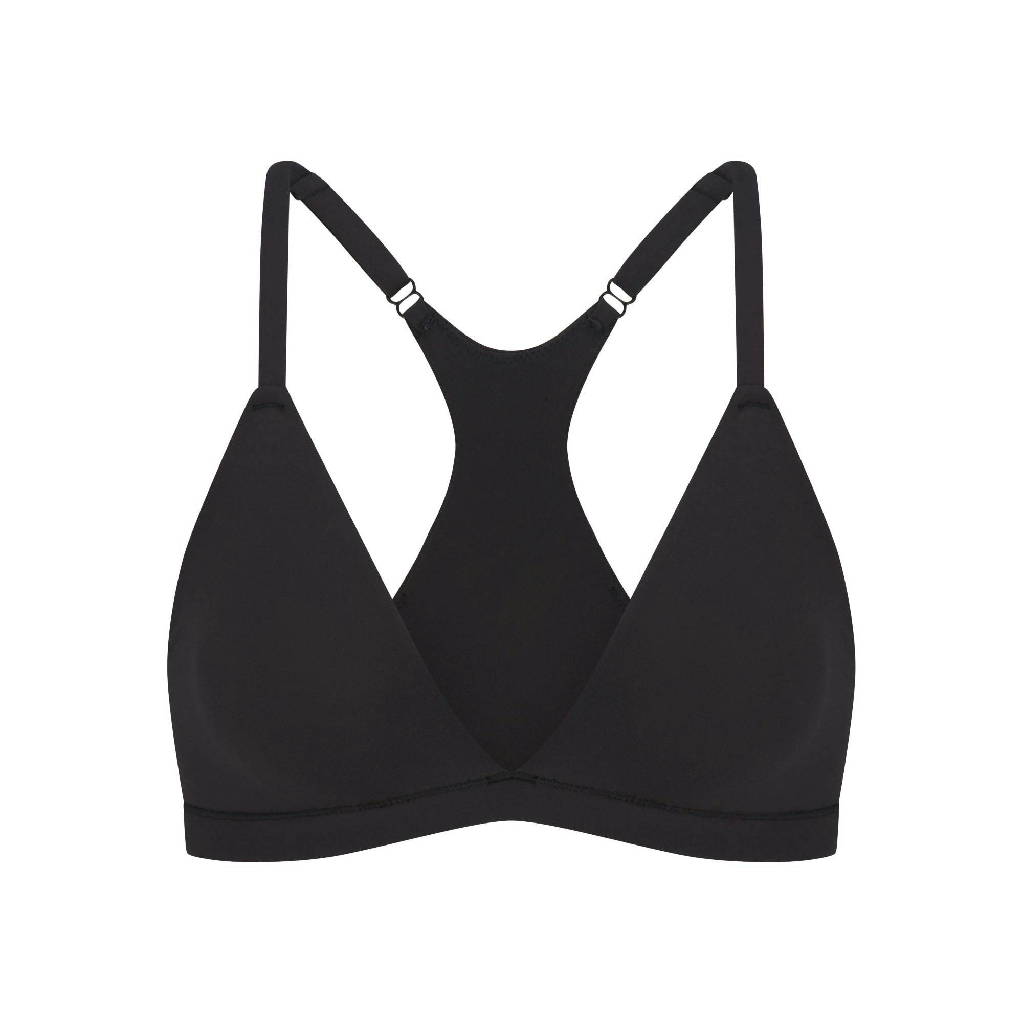 FITS EVERYBODY RACERBACK TRIANGLE BRALETTE | ONYX FLAT ON A WHITE BACKGROUND | FLT