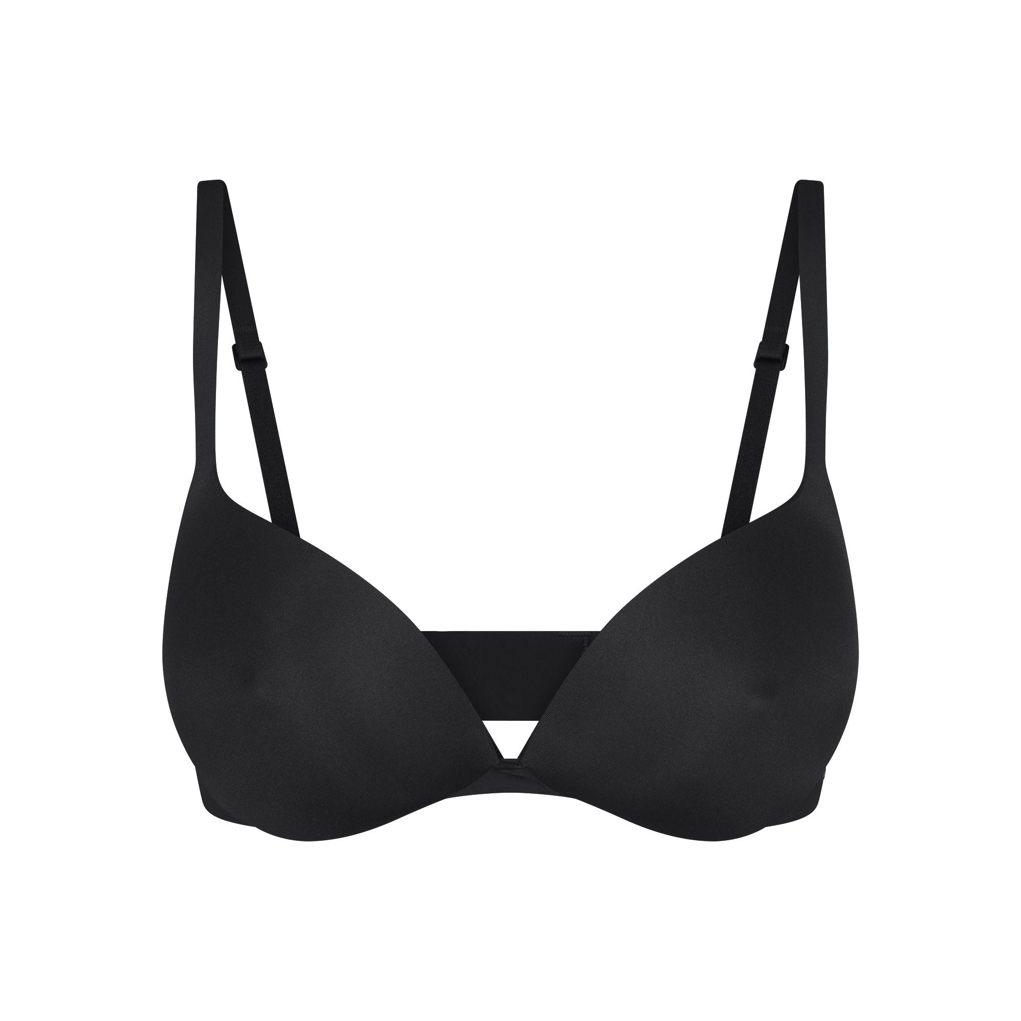 SKIMS ULTIMATE NIPPLE WIRELESS PUSH-UP BRA | ONYX FLAT ON A WHITE BACKGROUND | FLT